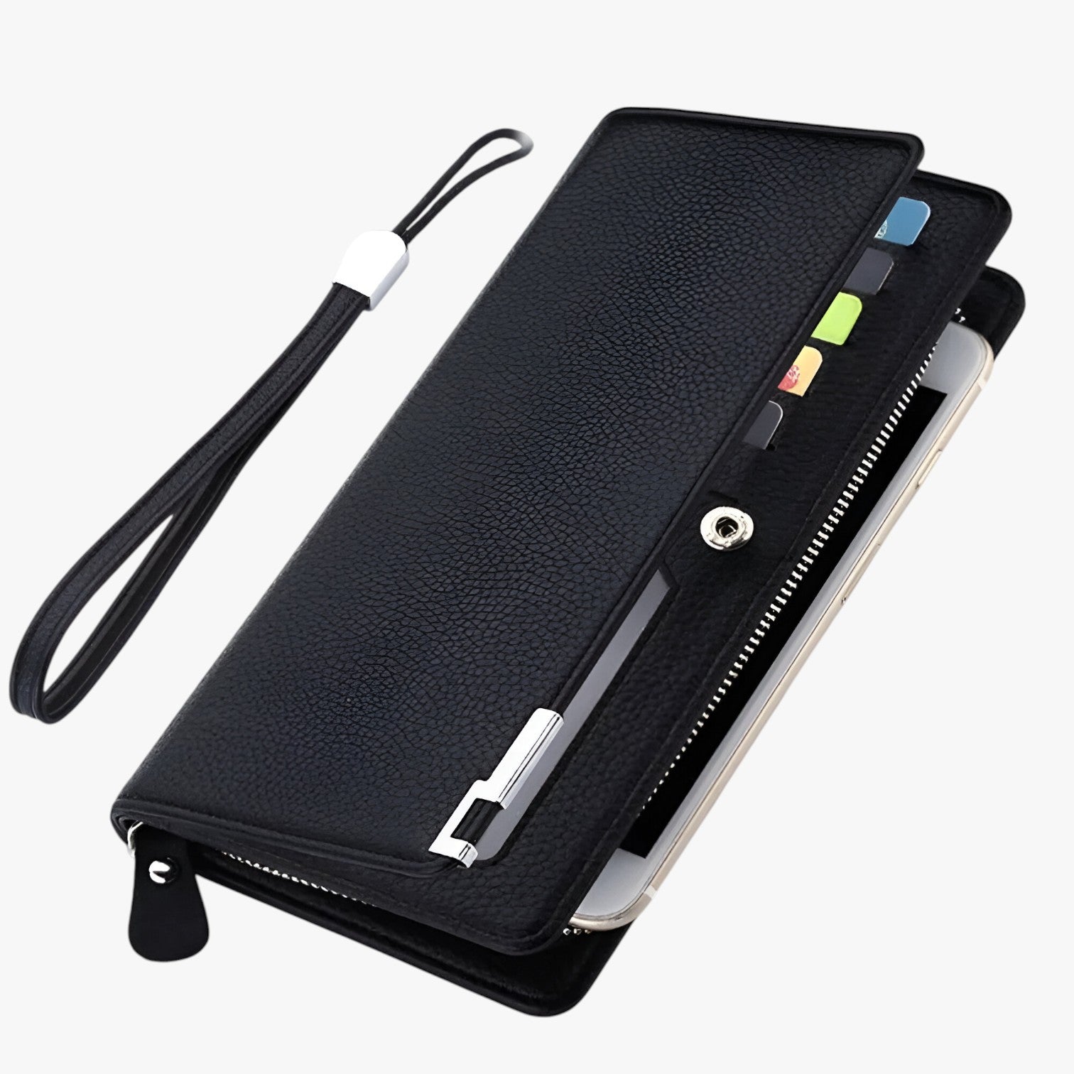 Portafoglio lungo con scomparti per carte e tasca porta monete Uomo - Nero - carte mens wallet monete porta portafoglio portafoglio scomparti scomparti tasca uomo wallet wallets - Concept Palermo
