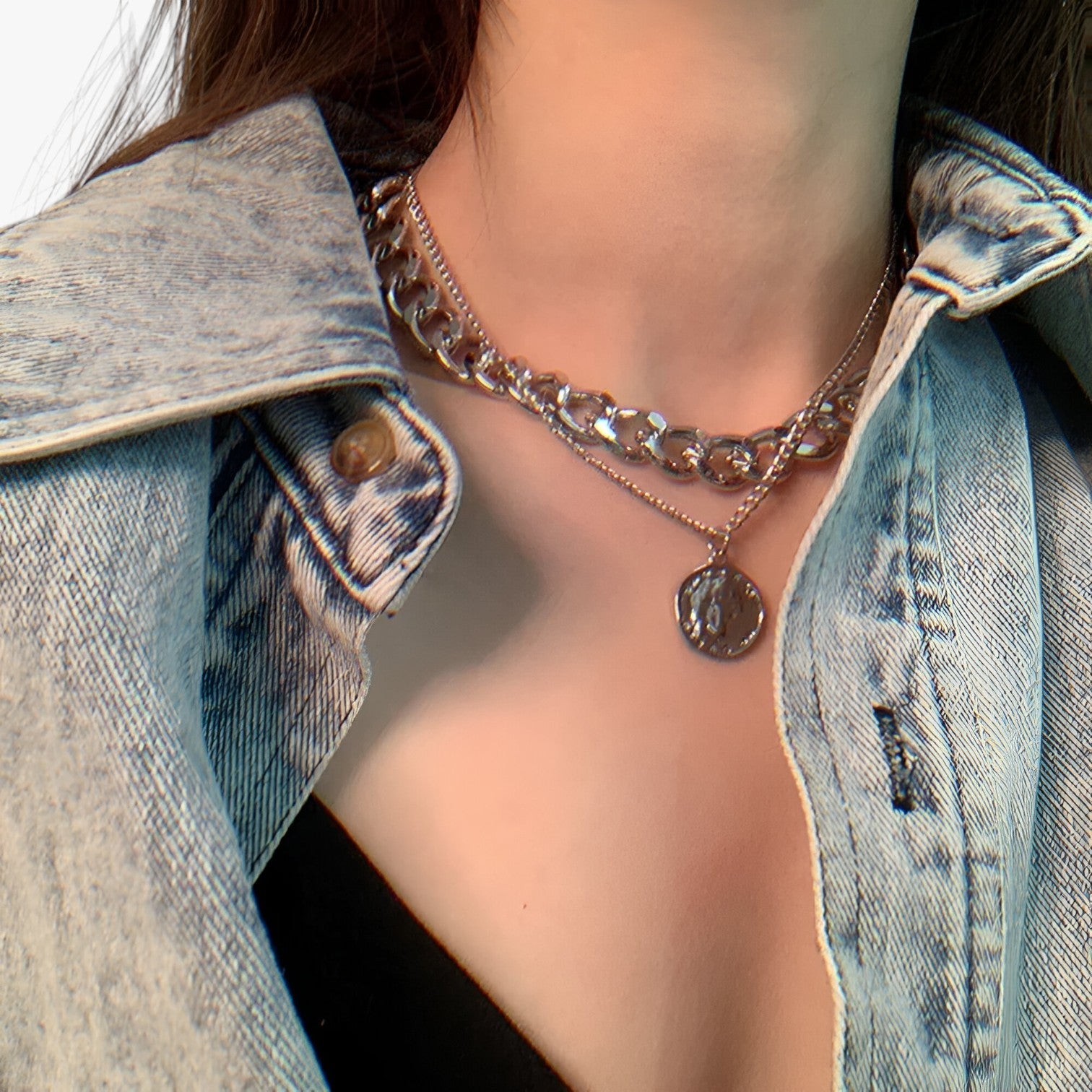 Collana con Monete a Più Strati Lana Donna - - collana collana monete donna jewelry lana monete Necklace NECKLACES Necklaces for Women strati - Concept Palermo