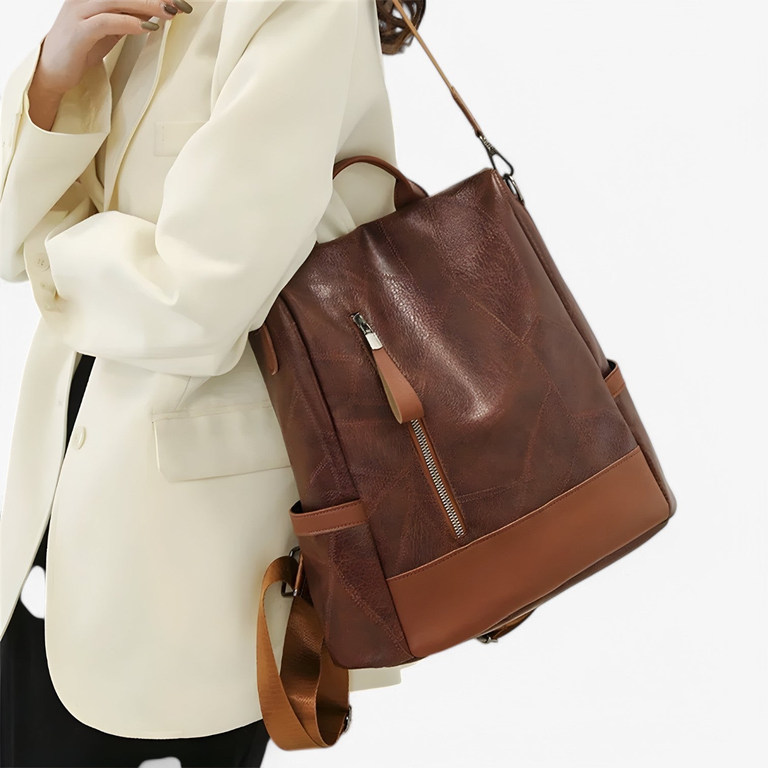 Zaino Donna in Vera Pelle Nera per Scuola, Viaggi e Lavoro - Elegante e Spazioso - - Bags donna pelle scuola scuola viaggi Shoulder Bags viaggi women bags - Concept Palermo