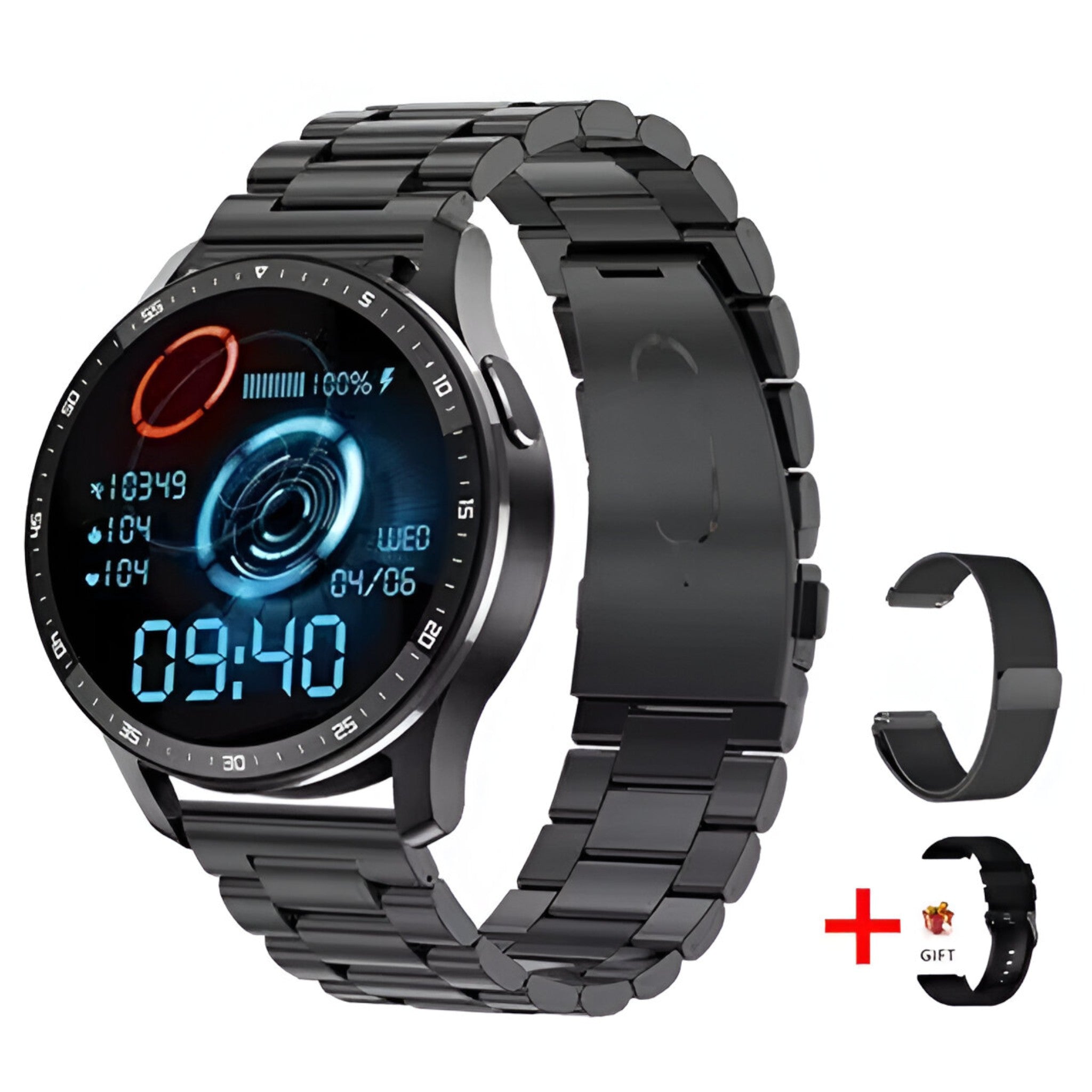 Smartwatch con Auricolare Bluetooth TWS Integrato 2-in-1, Nero, Impermeabile, per Uomo Donna - - accessoires auricolare bluetooth gadgets horloges smartwatch watches - Concept Palermo