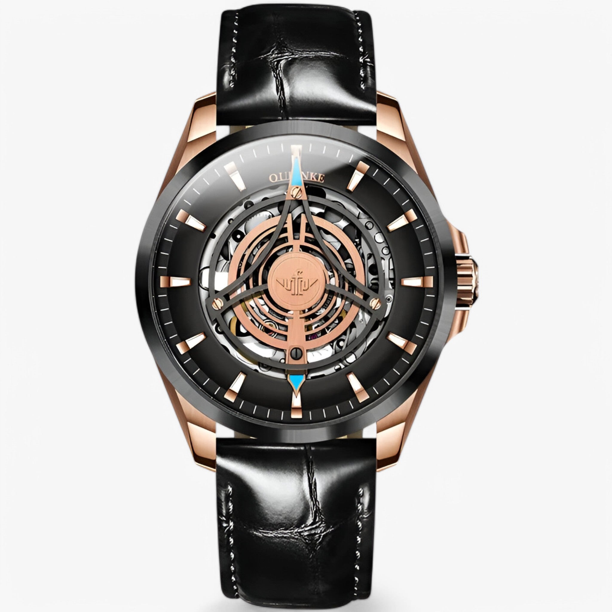 Orologio Meccanico da Uomo con Quadrante Scheletrato Cavo, Elegante e Visibile - Pelle rosa nera - accessoires cavo horloges meccanico orologio orologio meccanico quadrante uomo watches - Concept Palermo