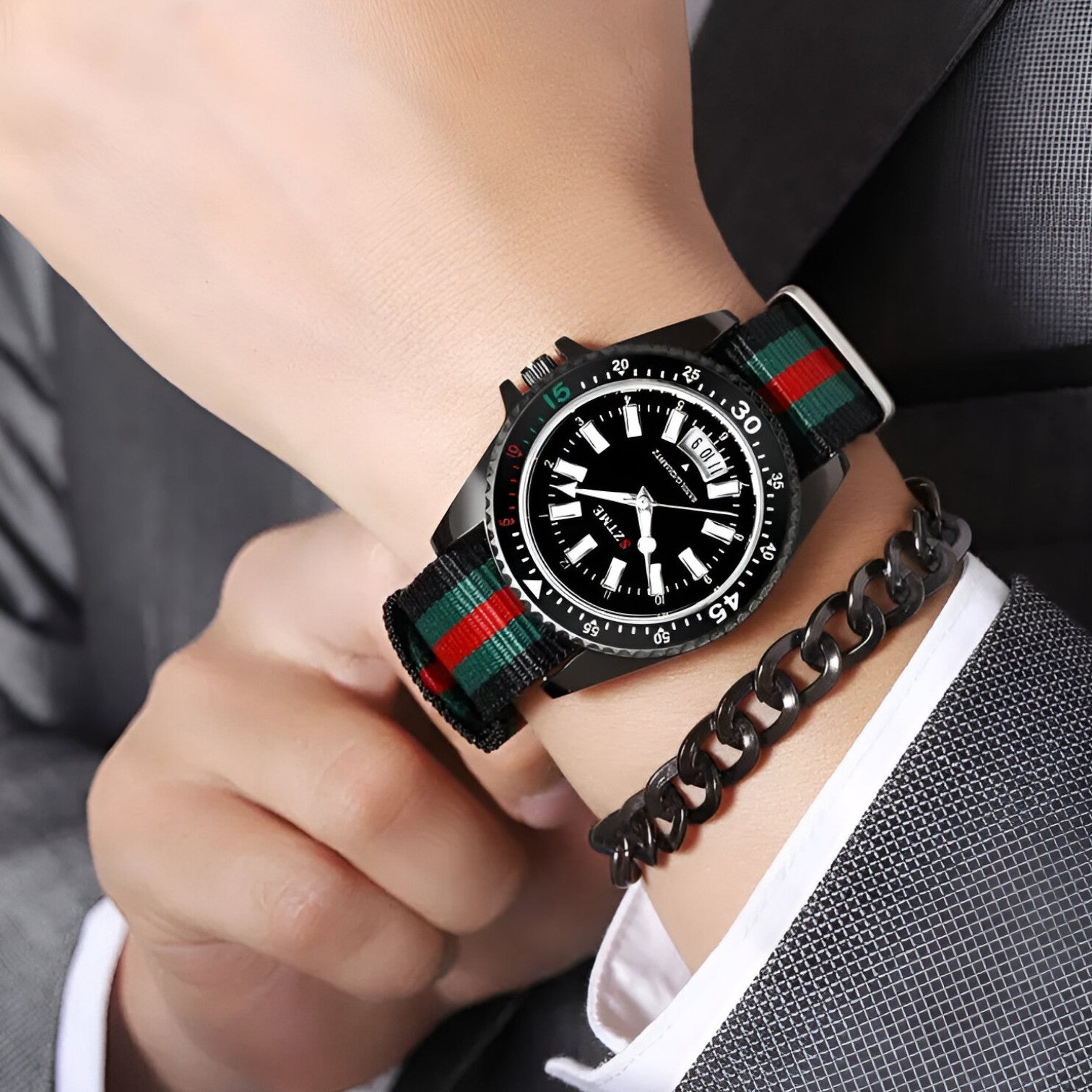Orologio con cinturino in nylon e luce notturna Uomo - - cinturino luce notturna nylon orologio orologio cinturino uomo watch watch for men watches WATCHES FOR MEN - Concept Palermo
