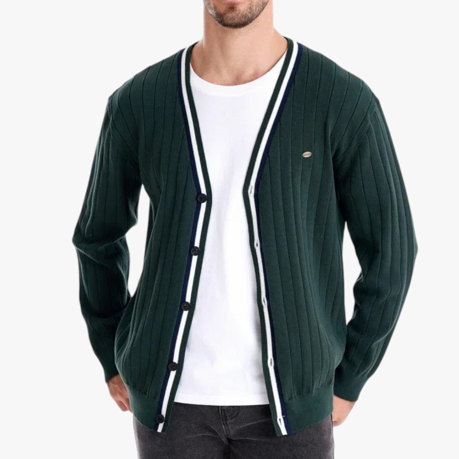 Cardigan in lana con scollo a V da uomo, stile caldo color block per autunno/inverno - - autunno block caldo cardigan cardigan lana color inverno lana Sweater sweater men sweaters - Concept Palermo