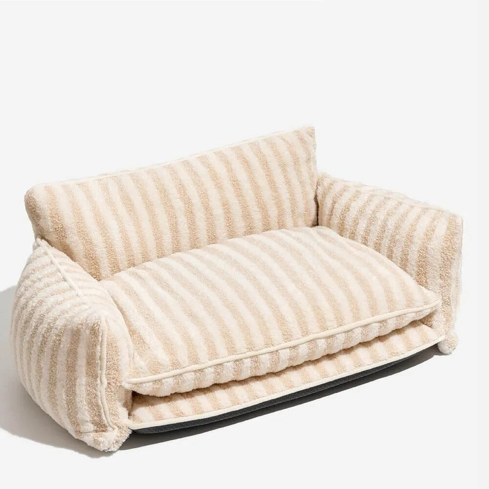 Letto per cani Design a strisce rosa - Morbido e caldo luogo di riposo - Imitazione lana d'agnello