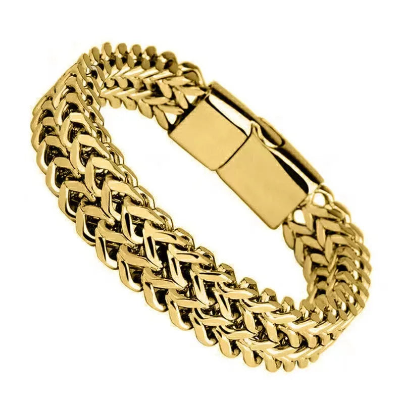 Bracciale in acciaio inossidabile – chiusura invisibile e vestibilità Uomo - Oro 19cm - acciaio bracciale bracciale acciaio BRACELET chiusura inossidabile invisibile jewelry mens accessory mens bracelet uomo - Concept Palermo