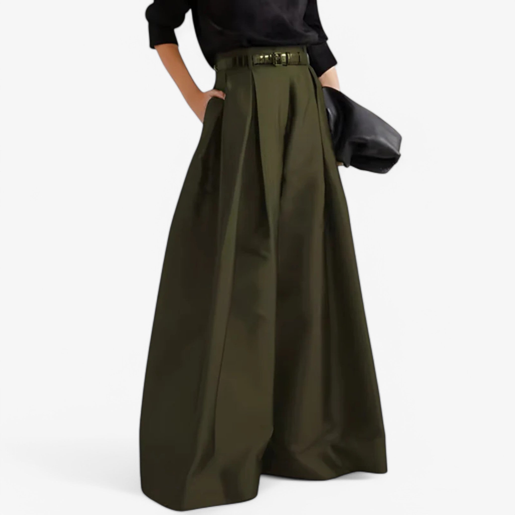Pantaloni Donna Morbidi in Cotone Elastico S-XL - Comfort e Stile, Vari Colori - Verde militare - confortevoli donna pantaloni pantaloni donna pants - Concept Palermo