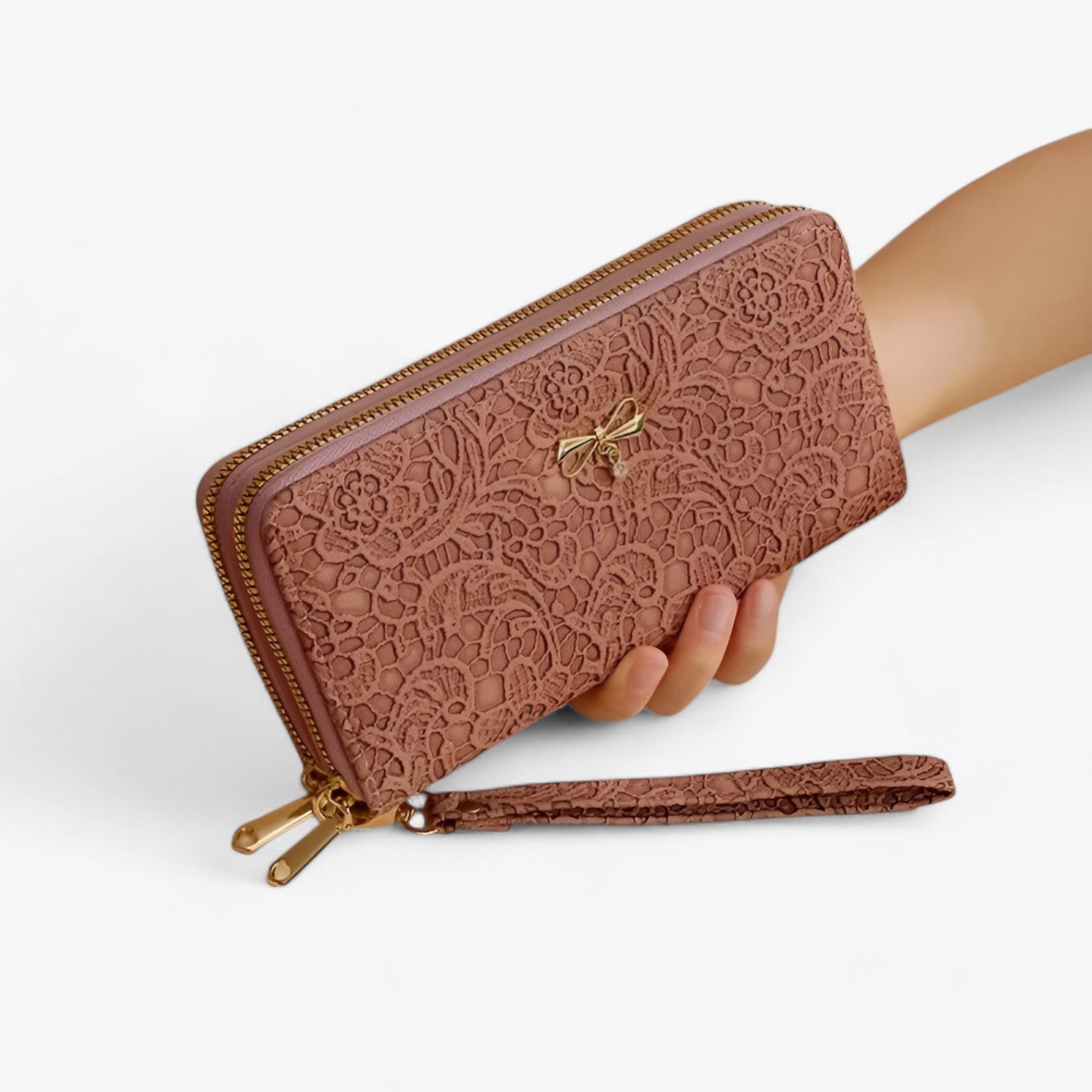 E Capiente con Rilievi in Pizzo - Marrone - capiente capiente rilievi pizzo rilievi wallet wallets womens wallet - Concept Palermo