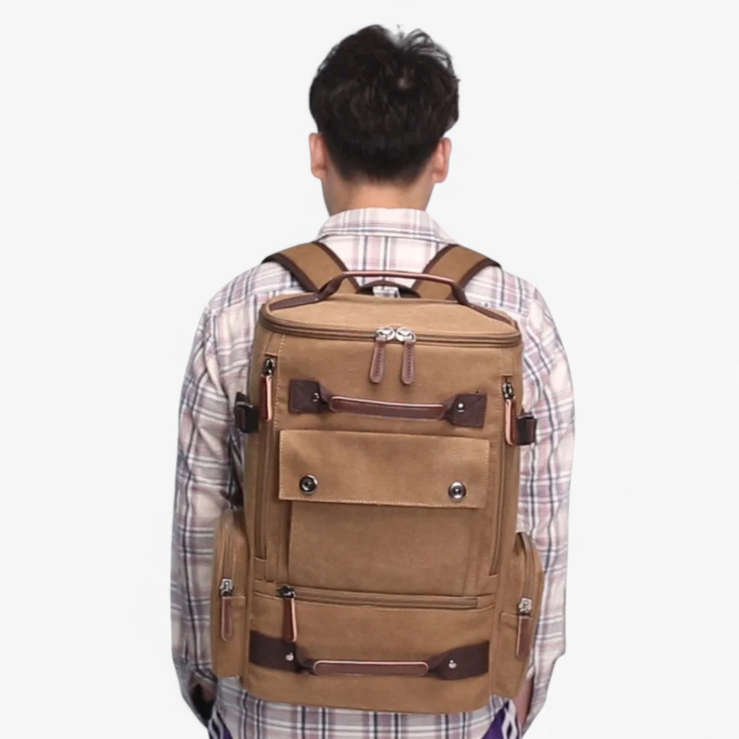 Ampio Zaino Vintage in Tela con Scomparto per Laptop Uomo - - ampio ampio zaino Backpacks bag bags laptop mens bag scomparto tela uomo vintage - Concept Palermo