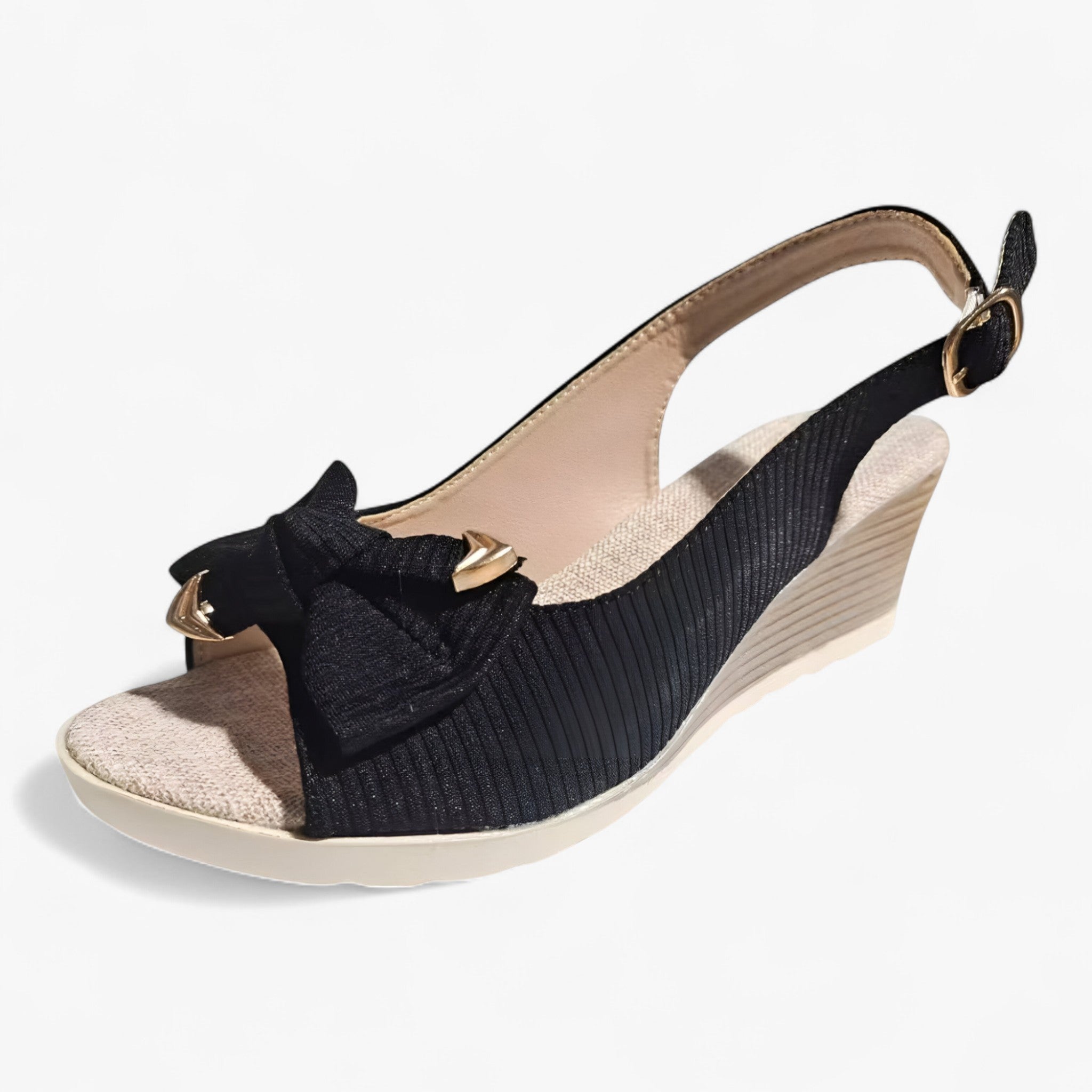 Dame-sandaler med kilehæl – komfortable sommer-sandaler i sort læder