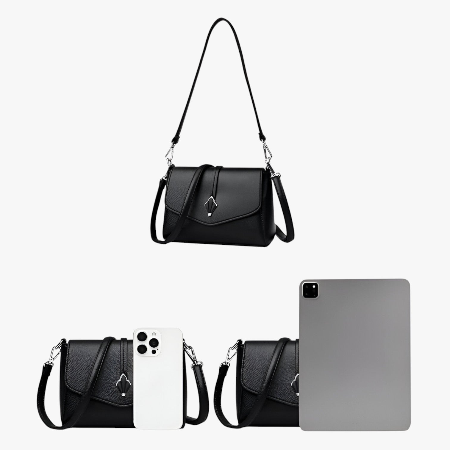 Borsa a Tracolla Nera Donna in Pelle PU, Piccola Elegante con Catena Oro e Interno Spazioso - - bags borsa borsa tracolla handbags pelle tracolla women bags Women's handbags Women's shoulder bag - Concept Palermo