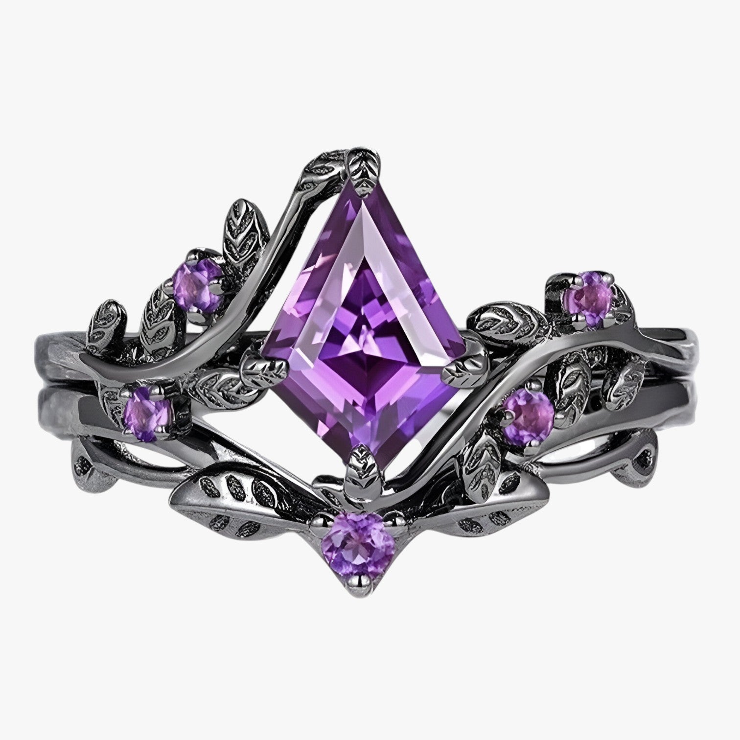 Anello Gotico Viola Uomo, Set Anelli Impilabili Stile Dark/Punk - Nero Sparo - anelli anelli impilabili goth impilabili jewelry Ring Rings stile uomo women ring - Concept Palermo