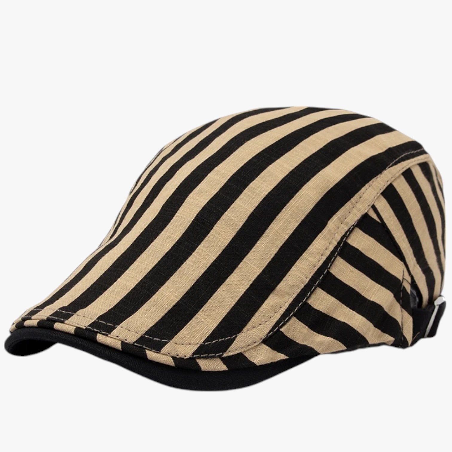 Berretto Estivo Uomo Vintage in Cotone e Lino Traspirante - Stripes Khaki Adjustable 54-59 cm - berretto berretto estivo caps cotone estivo lino men's hat mens cap uomo vintage - Concept Palermo