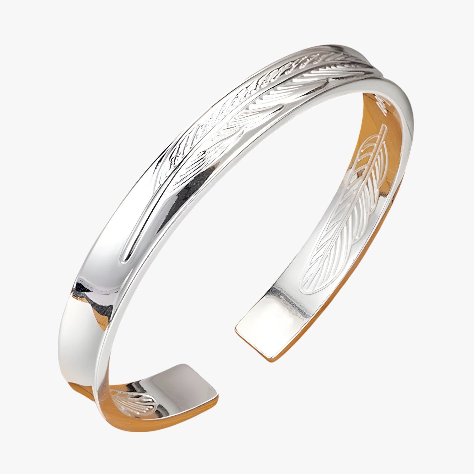 Bracciale in Argento 925 con Piuma Dorata Stile Vintage Punk Pelle - - bracciale bracciale piuma BRACELET bracelet for men BRACELETS dorata jewelry mens bracelet pelle piuma punk stile - Concept Palermo