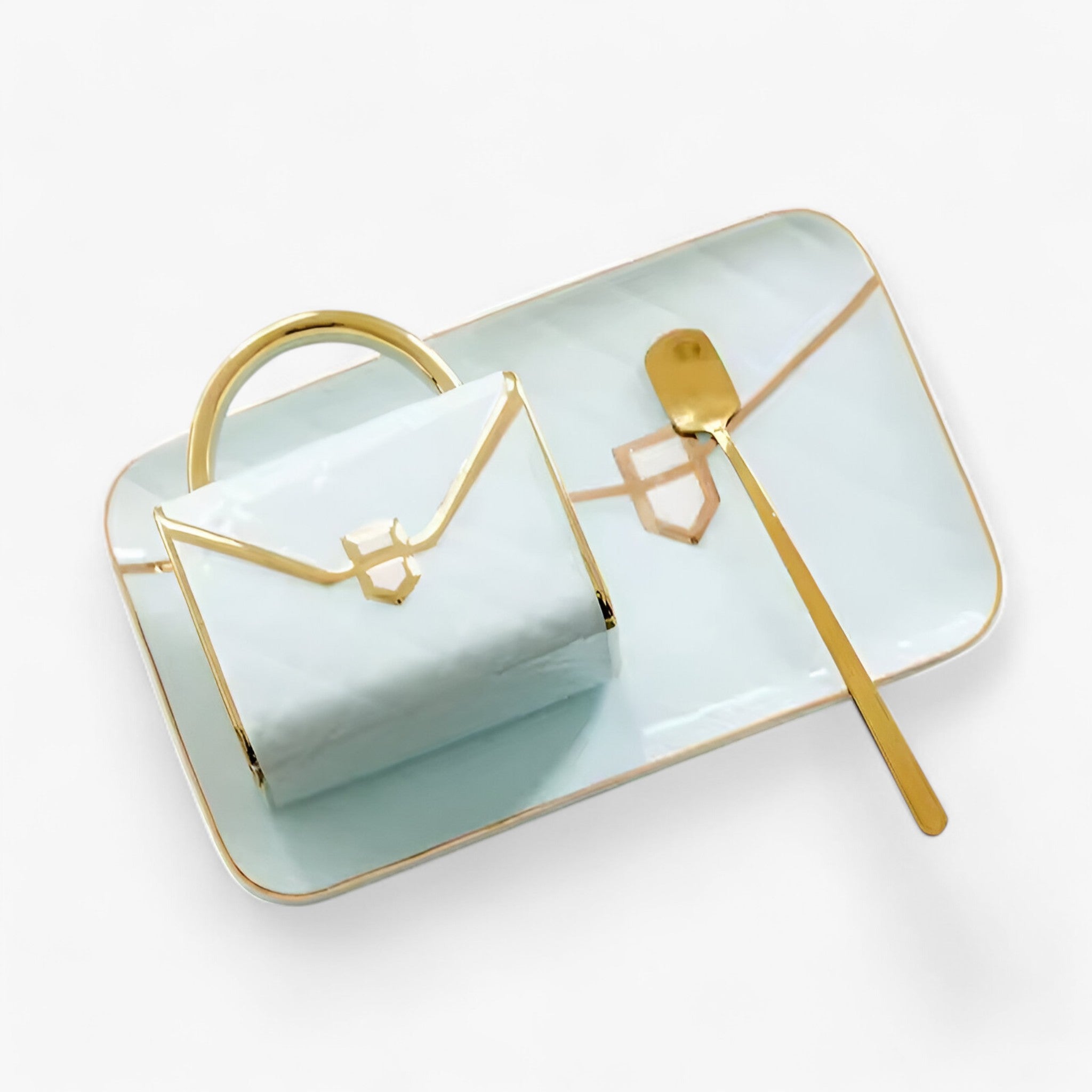 Tazza Creativa in Ceramica a Forma di Borsa Donna - Blu 310ml - borsa ceramica creativa donna forma home & garden huis & tuin tazza tazza creativa - Concept Palermo