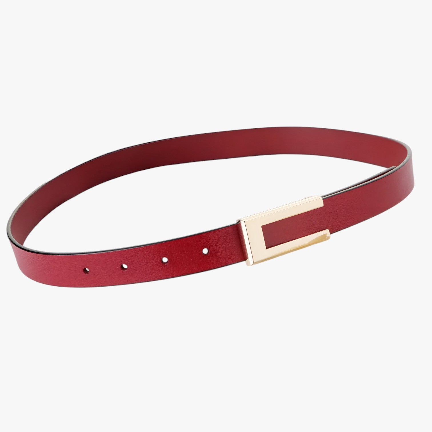 Cintura da donna in pelle autentica di con fibbia dorata, cintura sottile per vestiti - Rosso 100cm Cina - autentica Belts cintura cintura donna donna dorata fibbia pelle sottile waist belt for women Womens belt - Concept Palermo