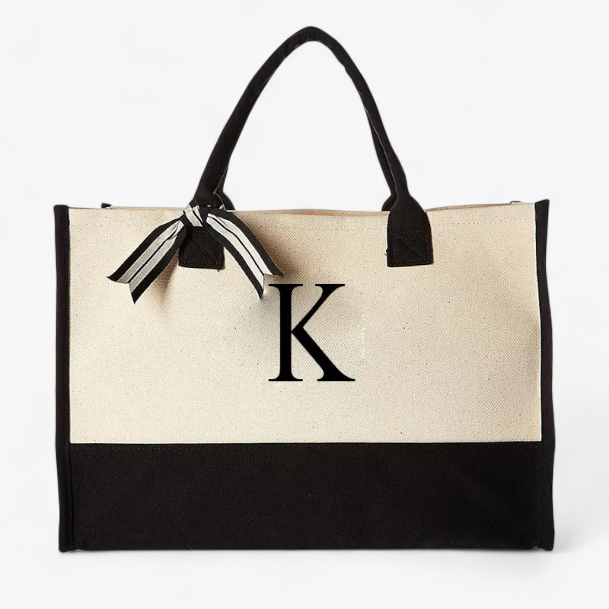 Borsa Tote Donna Grande in Tela Personalizzata con Iniziali - Elegante e Resistente - K - Bags borsa borsa tote donna handbags personalizzata tote tote bags Women's handbags - Concept Palermo