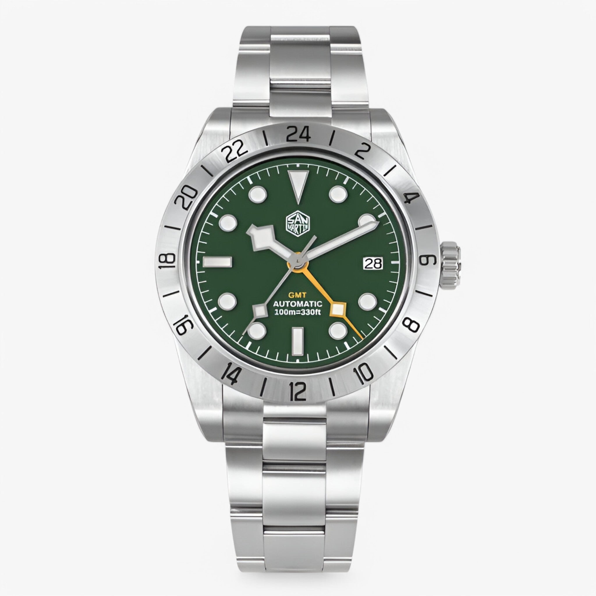 Orologio Automatico GMT Uomo in Acciaio Inox, Sportivo ed Elegante - Green - accessoires acciaio auto automatico horloges orologio orologio sportivo sport sportivo uomo watches - Concept Palermo