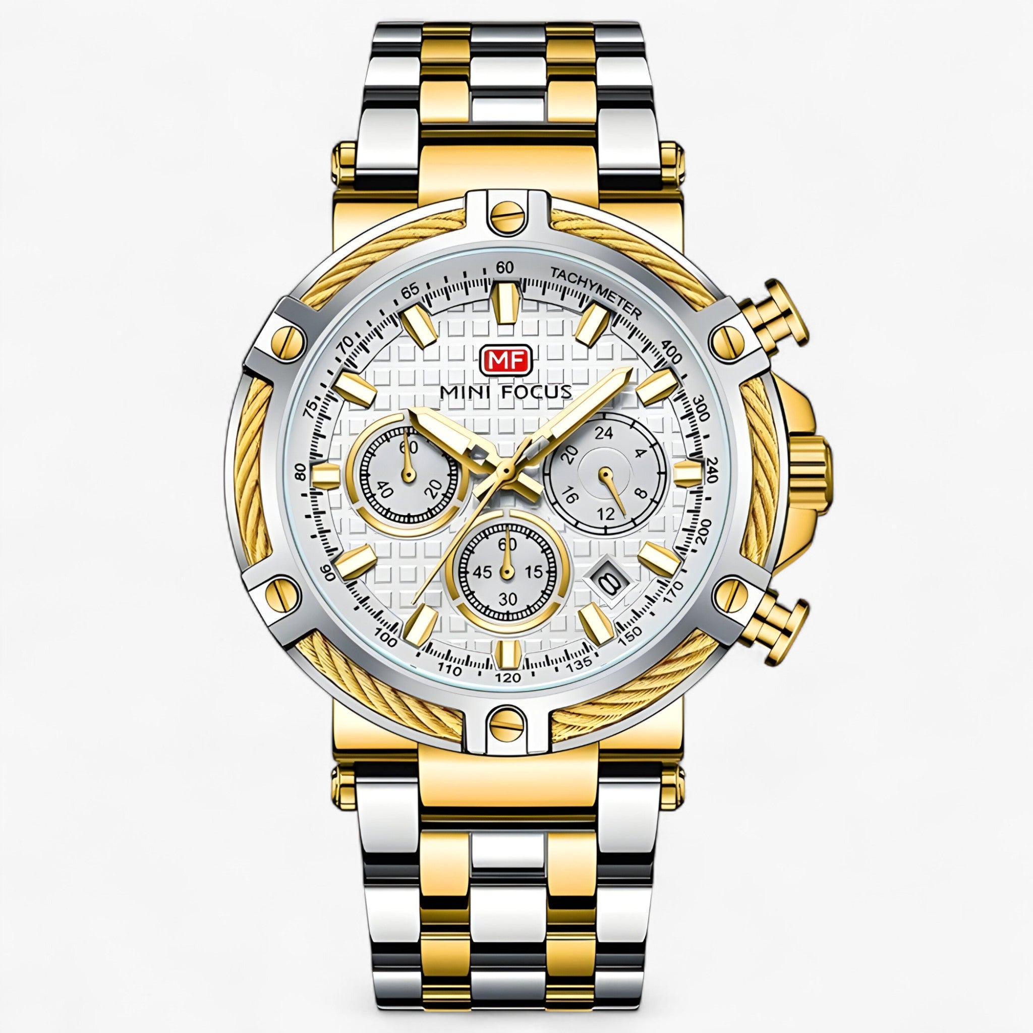 Orologio da Uomo Elegante al Quarzo con Cinturino in Pelle Nera e Cassa in Acciaio Inox - Argento Oro - orologio orologio uomo uomo watches WATCHES FOR MEN - Concept Palermo