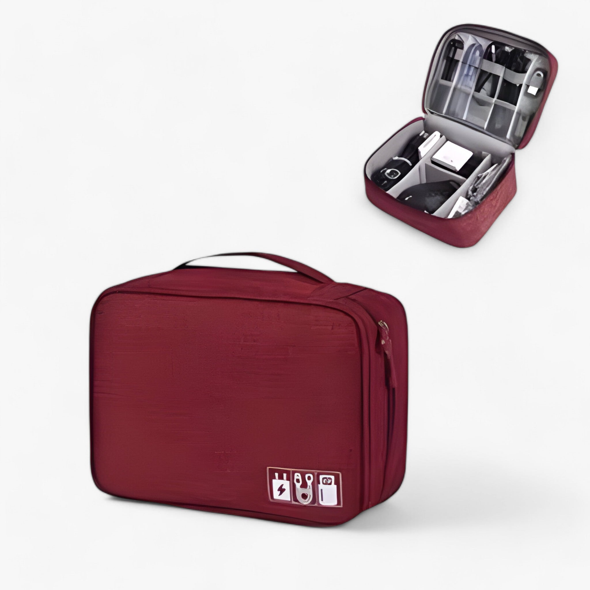 Borsa per l'archiviazione digitale - Protezione per cavi, caricabatterie e gadget - Borsa bordeaux A - accessoires archiviazione bags borsa borsa archiviazione caricabatterie cavi digitale gadget tassen - Concept Palermo