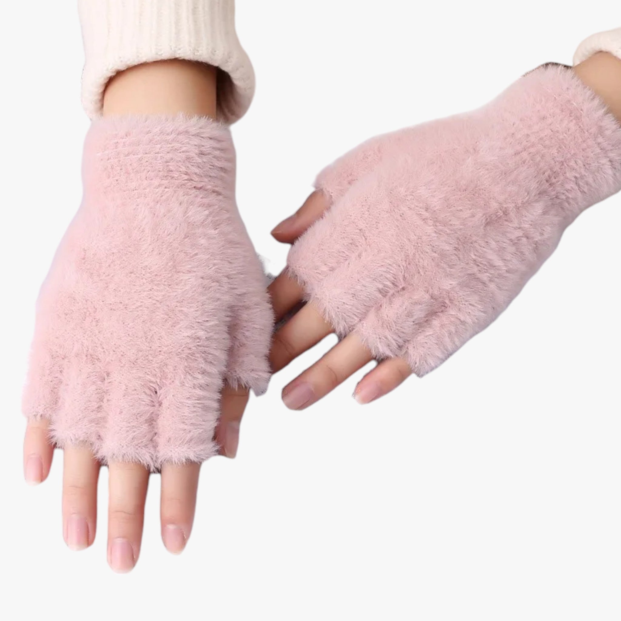 Guanti in mink sintetico a mezzo dito - Comfort caldo e touchscreen Uomo - Rosa - caldo comfort dito gloves & mittens guanti guanti mink mezzo mink - Concept Palermo