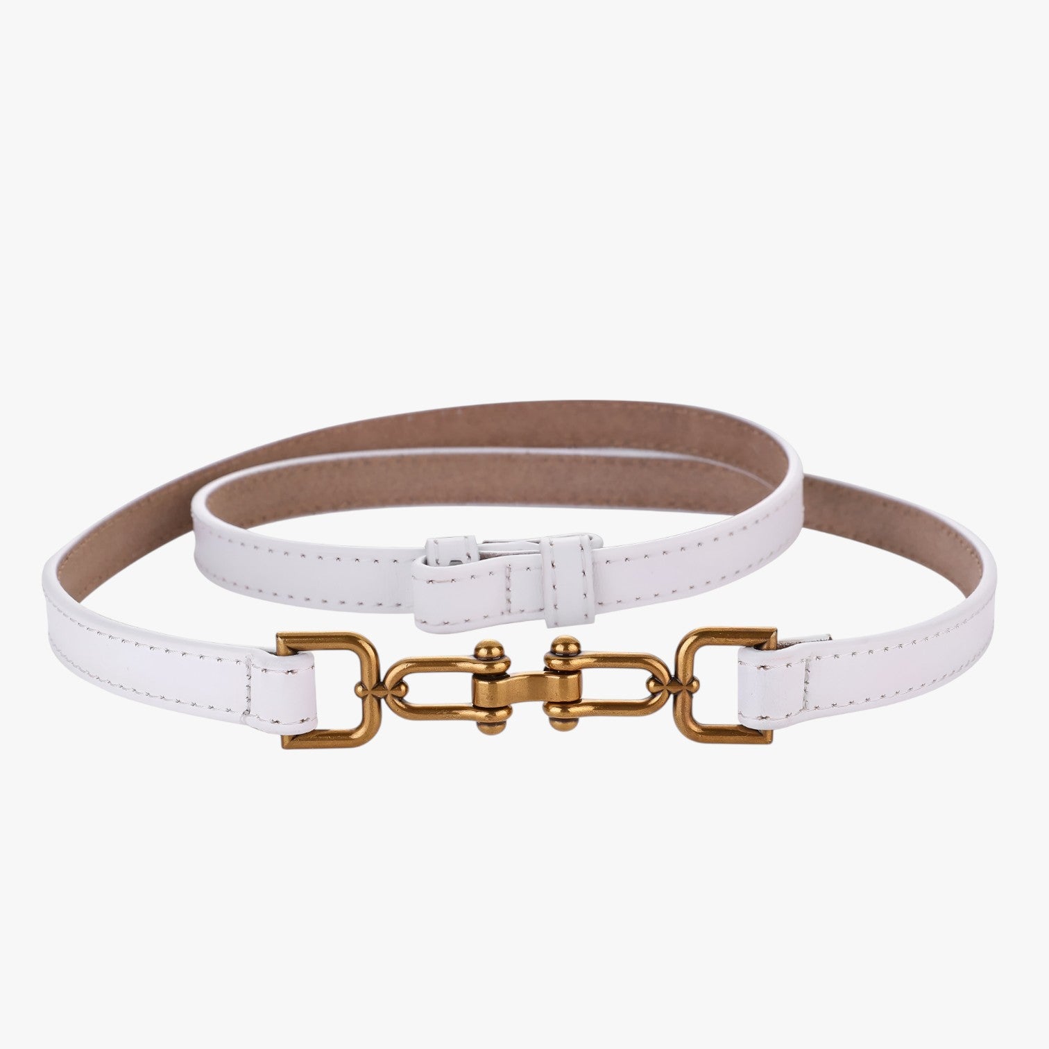 Cintura Sottile in Vera Pelle Nera da Donna Stile Coreano Elegante - BIANCO 97cm CINA - Belts cintura cintura sottile coreano pelle sottile stile waist belt for women Womens belt - Concept Palermo