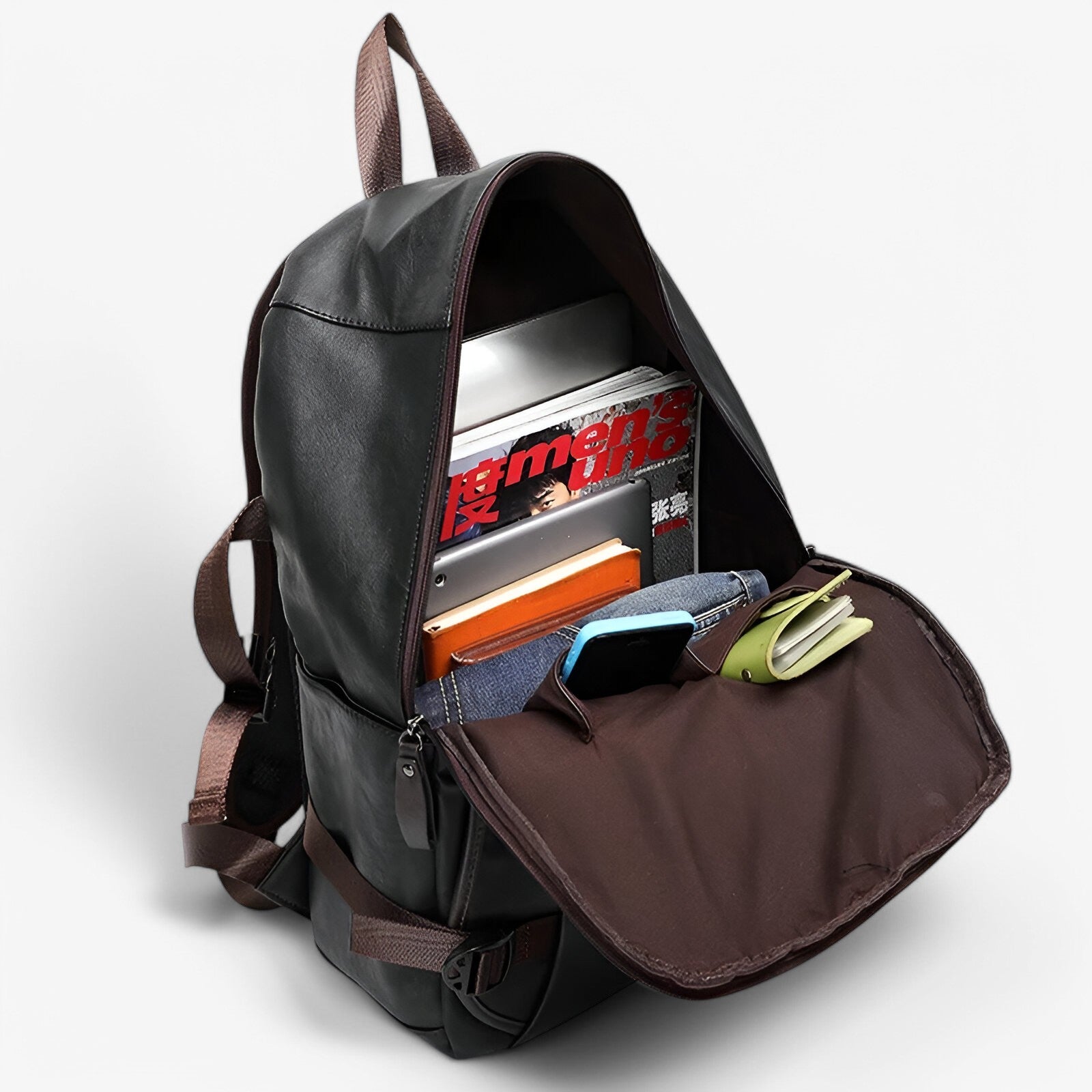 Zaino Uomo in Vera Pelle Nera - Elegante e Funzionale per Lavoro e Viaggio - - accessoires bags pelle tassen uomo zaino zaino pelle - Concept Palermo