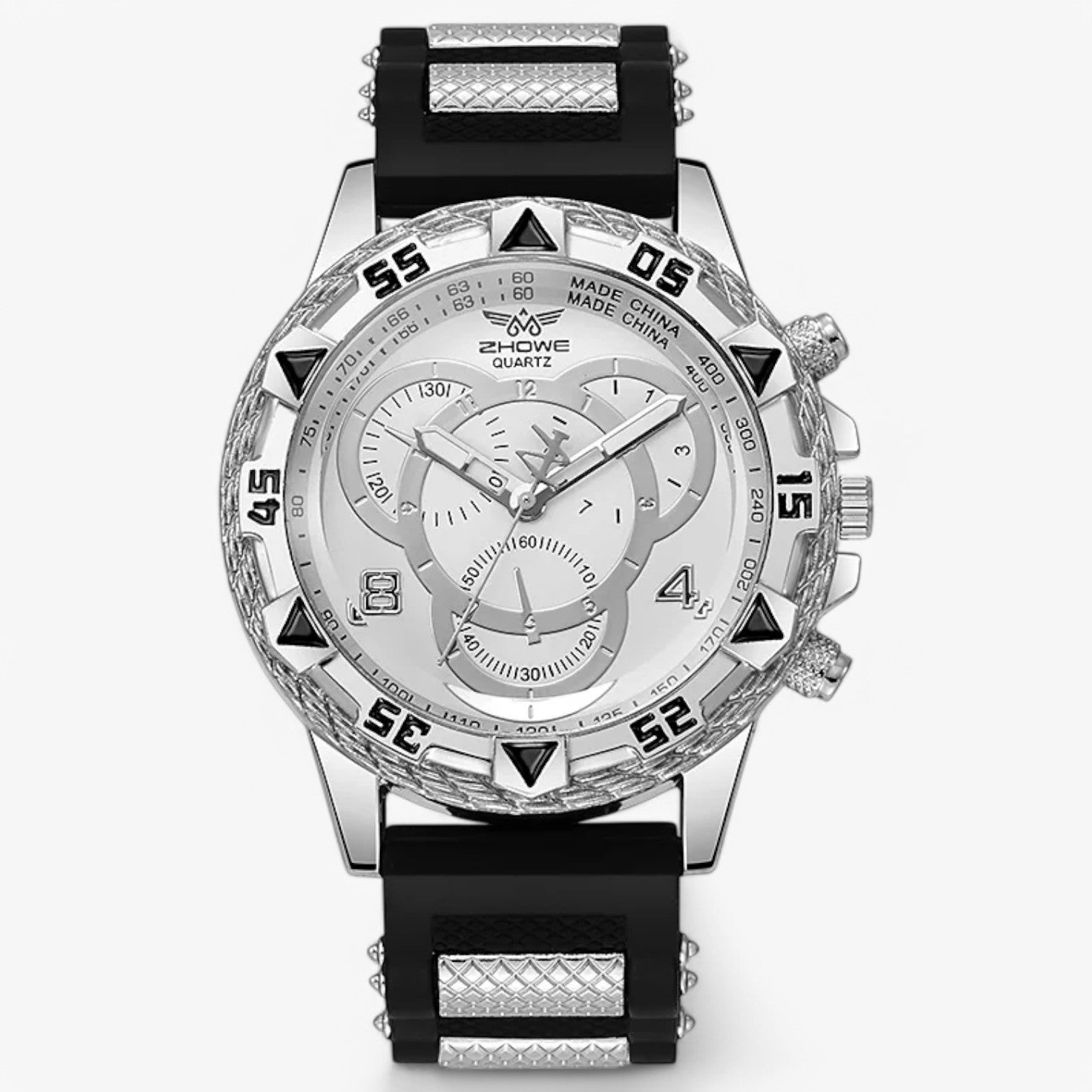 Orologio sportivo con cinturino in silicone comodo Uomo - Argento Bianco - cinturino mens accessory orologio orologio sportivo silicone sportivo uomo watch watch for men watches - Concept Palermo