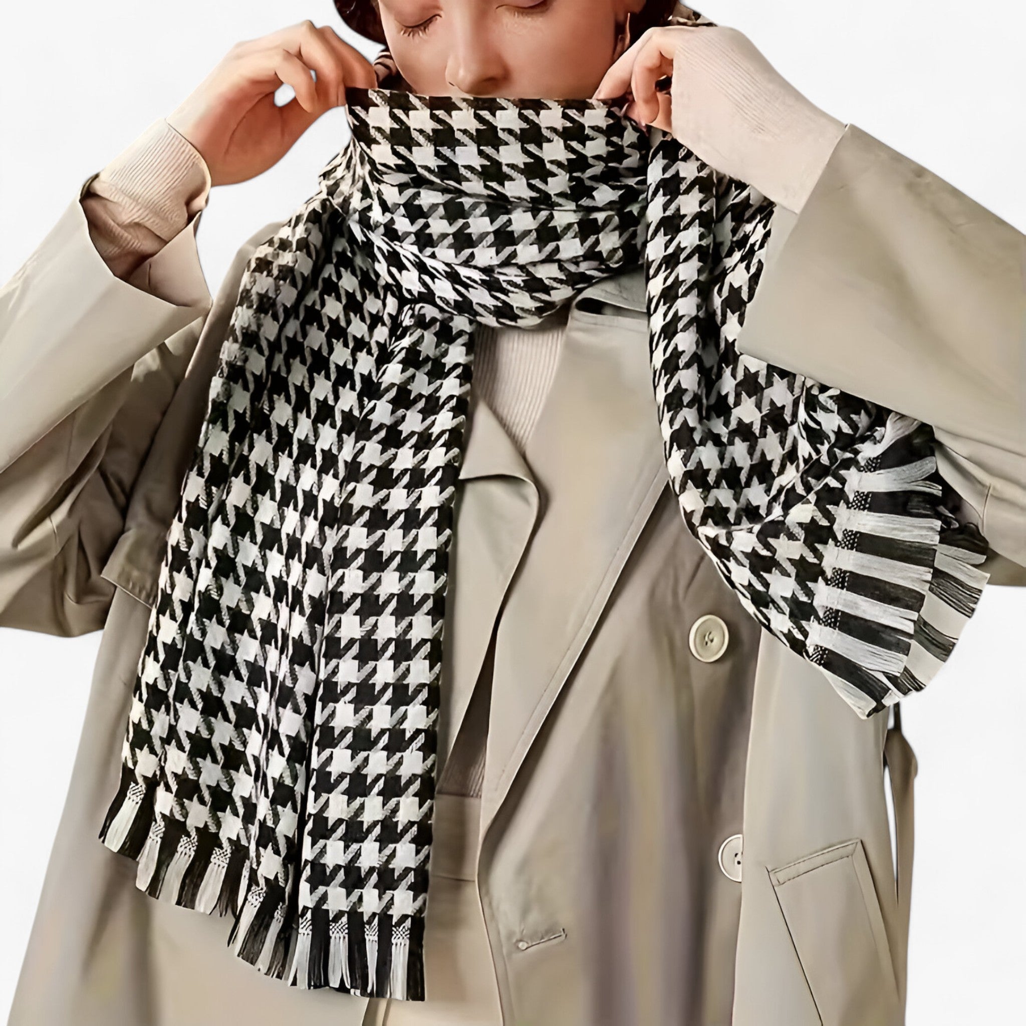 Sciarpa a Quadri Nero-Bianco - Classica, Calda e Stilosá Uomo - - calda classica quadri scarves & shawls sciarpa sciarpa quadri stilos uomo - Concept Palermo