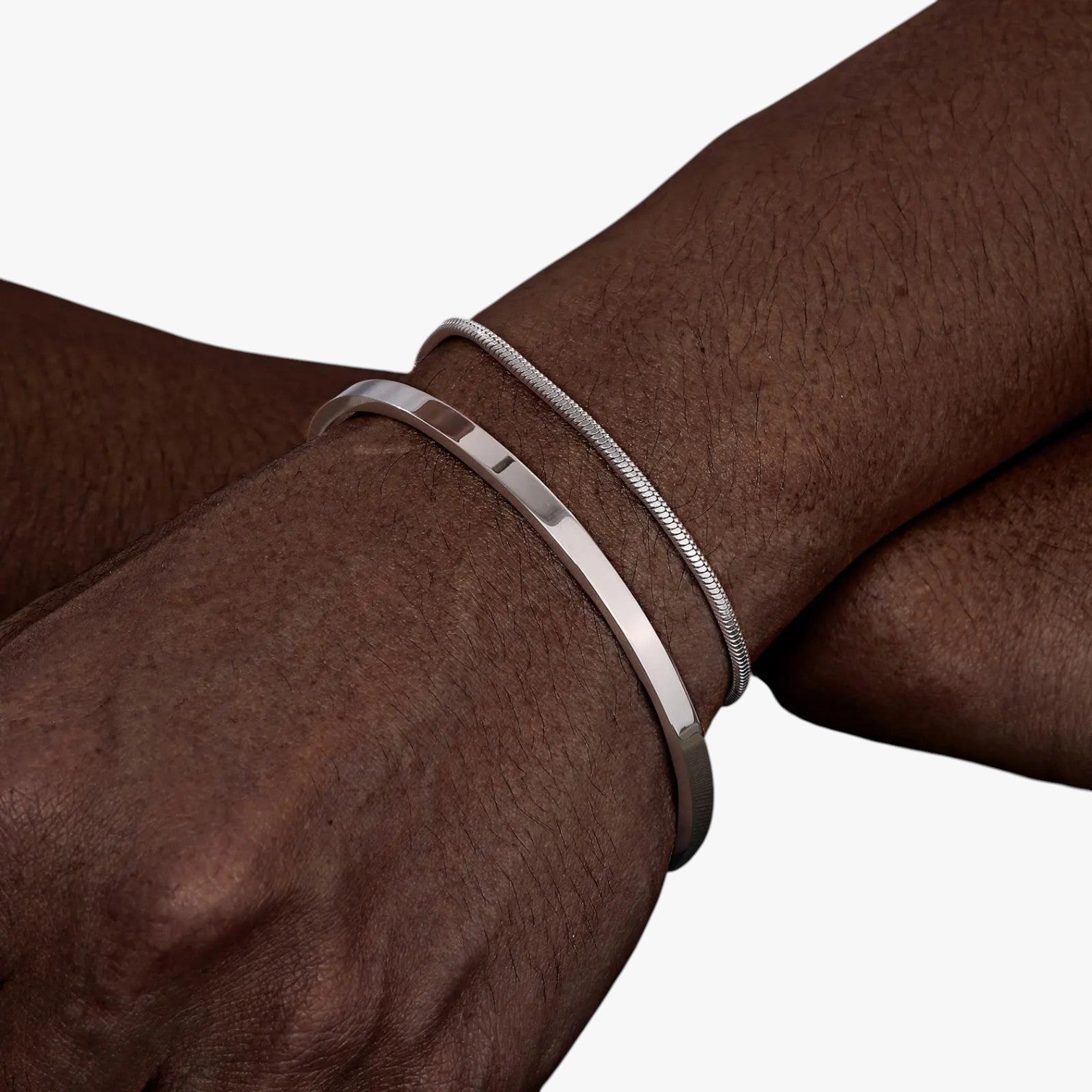 Set Bracciali Uomo in Acciaio con Dettagli Neri - argento - acciaio bracciali bracciali uomo BRACELET bracelet for men BRACELETS dettagli jewelry mens bracelet neri uomo - Concept Palermo