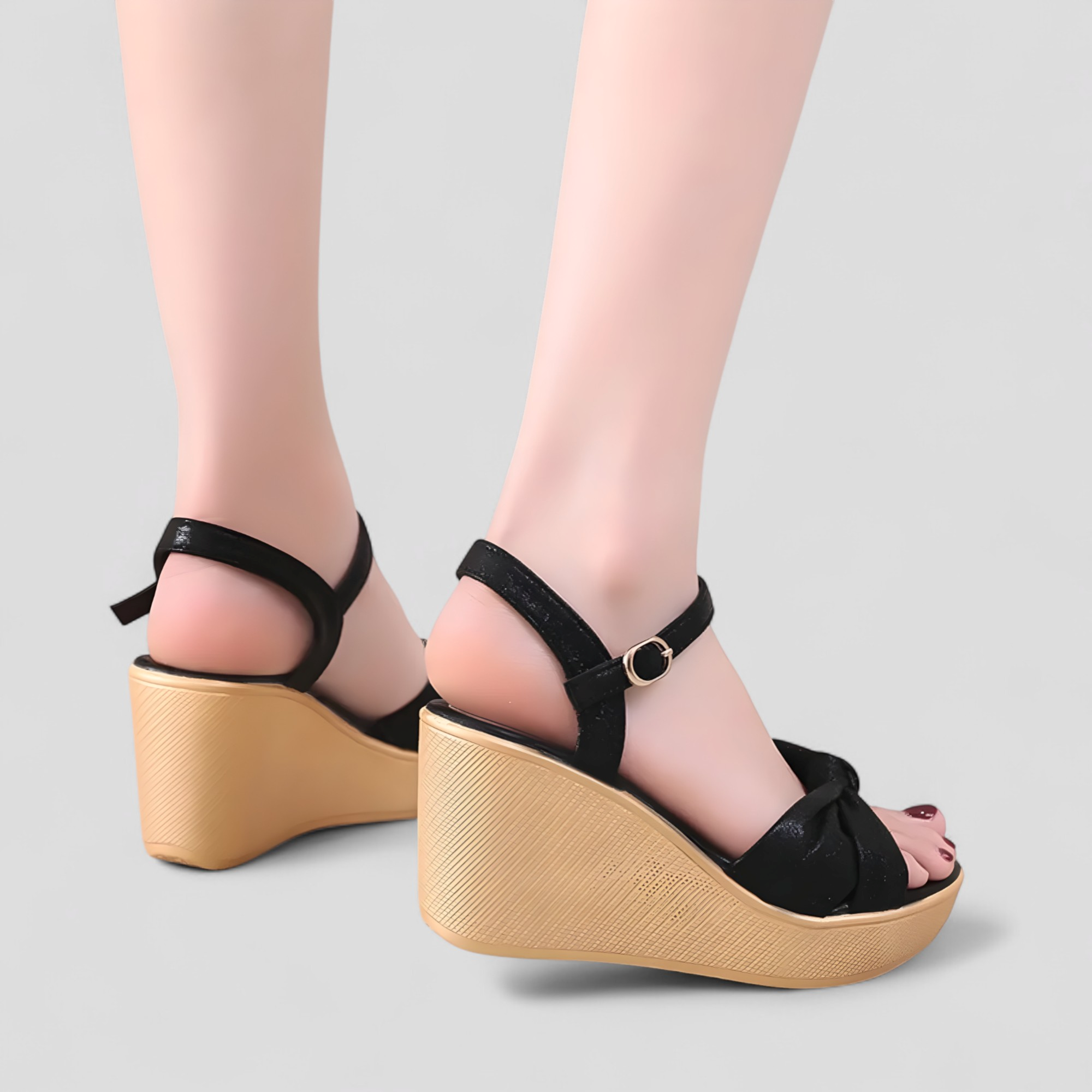 Sandali plateau da donna con dettaglio a ginocchio e tacco a cono - - breathable sandals casual sandals cono dettaglio donna elegant sandals fashion sandals ginocchio must-have sandals plateau sandali sandali plateau sandals walking sandals - Concept Palermo