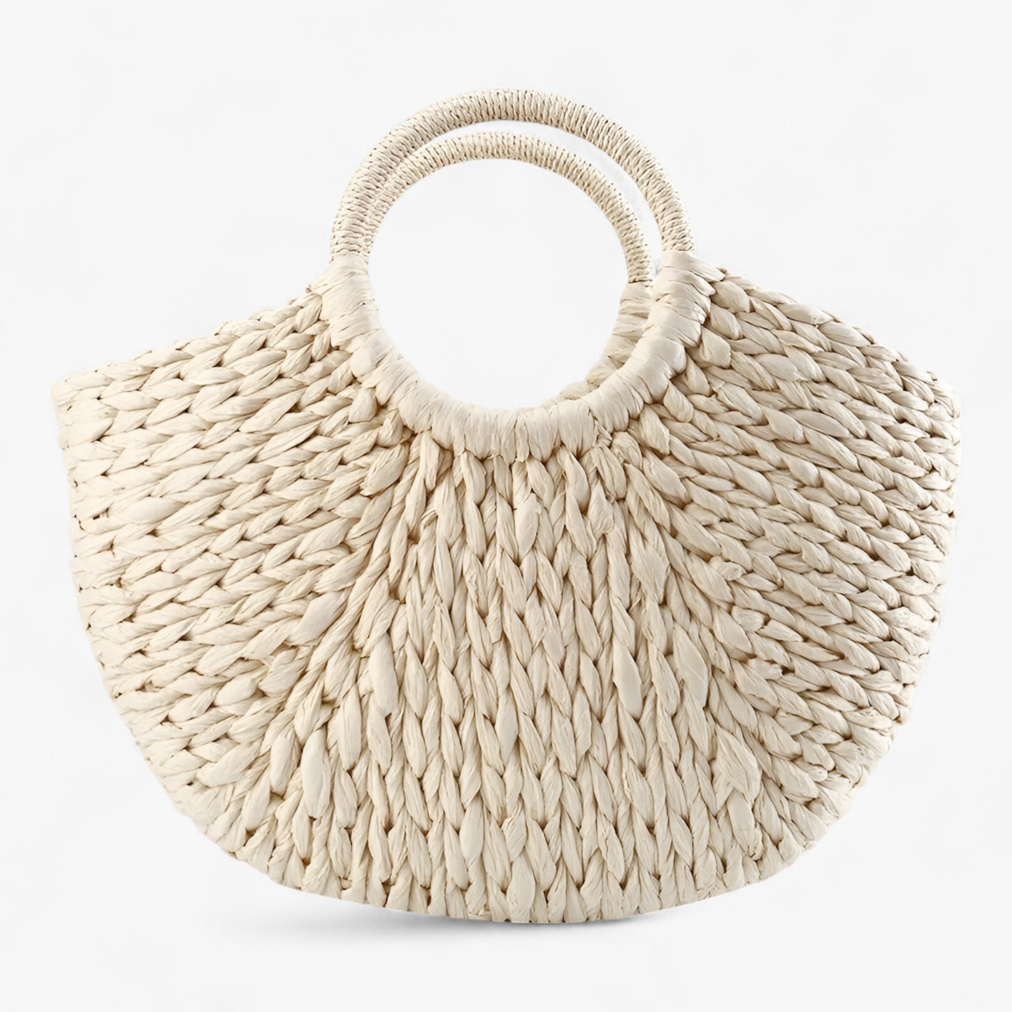Borsa Donna Grande Beige Paglia Intrecciata con Manici in Pelle PU e Zip - Oliva - borsa borsa finta donna finta intrecciata paglia valentina | borsa in finta paglia intrecciata - €25 - Concept Palermo