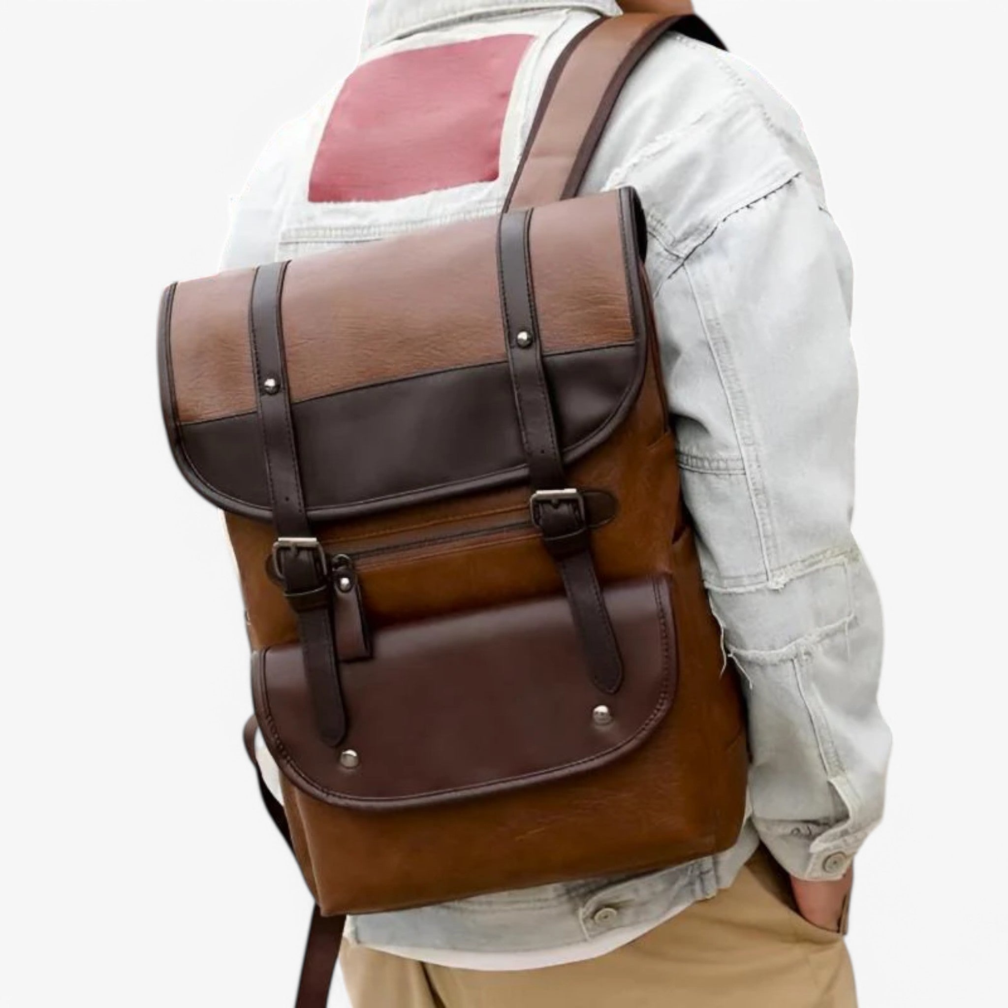 Zaino e Funzionale in Pelle Marrone Oro Uomo - - accessoires bags funzionale pelle tassen uomo zaino zaino funzionale - Concept Palermo