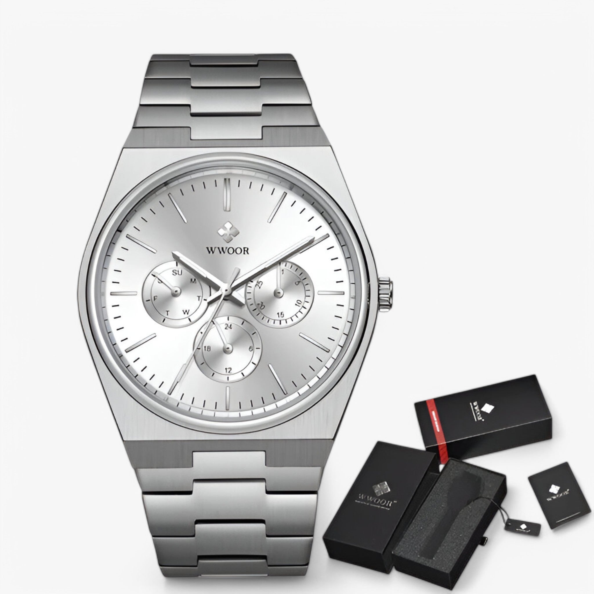 Orologio in Acciaio con Vetro Zaffiro Uomo - argento bianco con scatola - accessoires acciaio horloges orologio orologio acciaio uomo vetro watches zaffiro - Concept Palermo