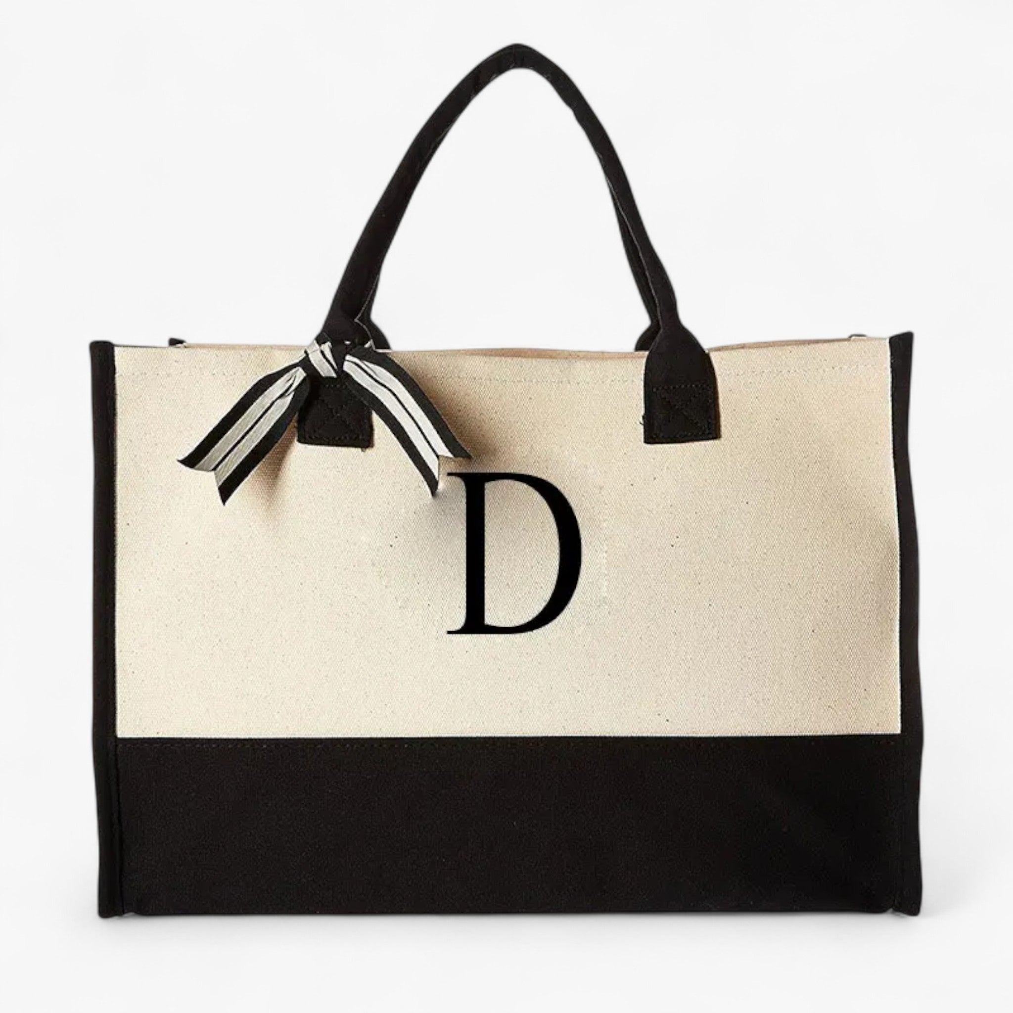 Borsa Tote Donna Grande in Tela Personalizzata con Iniziali - Elegante e Resistente - D - Bags borsa borsa tote donna handbags personalizzata tote tote bags Women's handbags - Concept Palermo