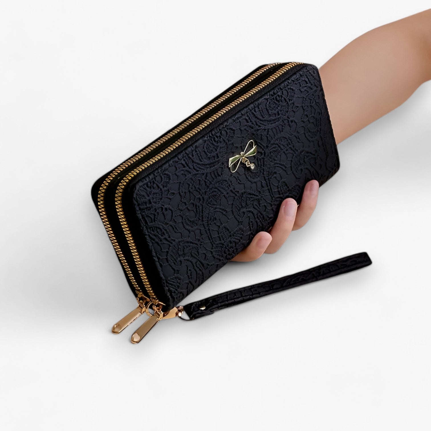 E Capiente con Rilievi in Pizzo - Nero - capiente capiente rilievi pizzo rilievi wallet wallets womens wallet - Concept Palermo