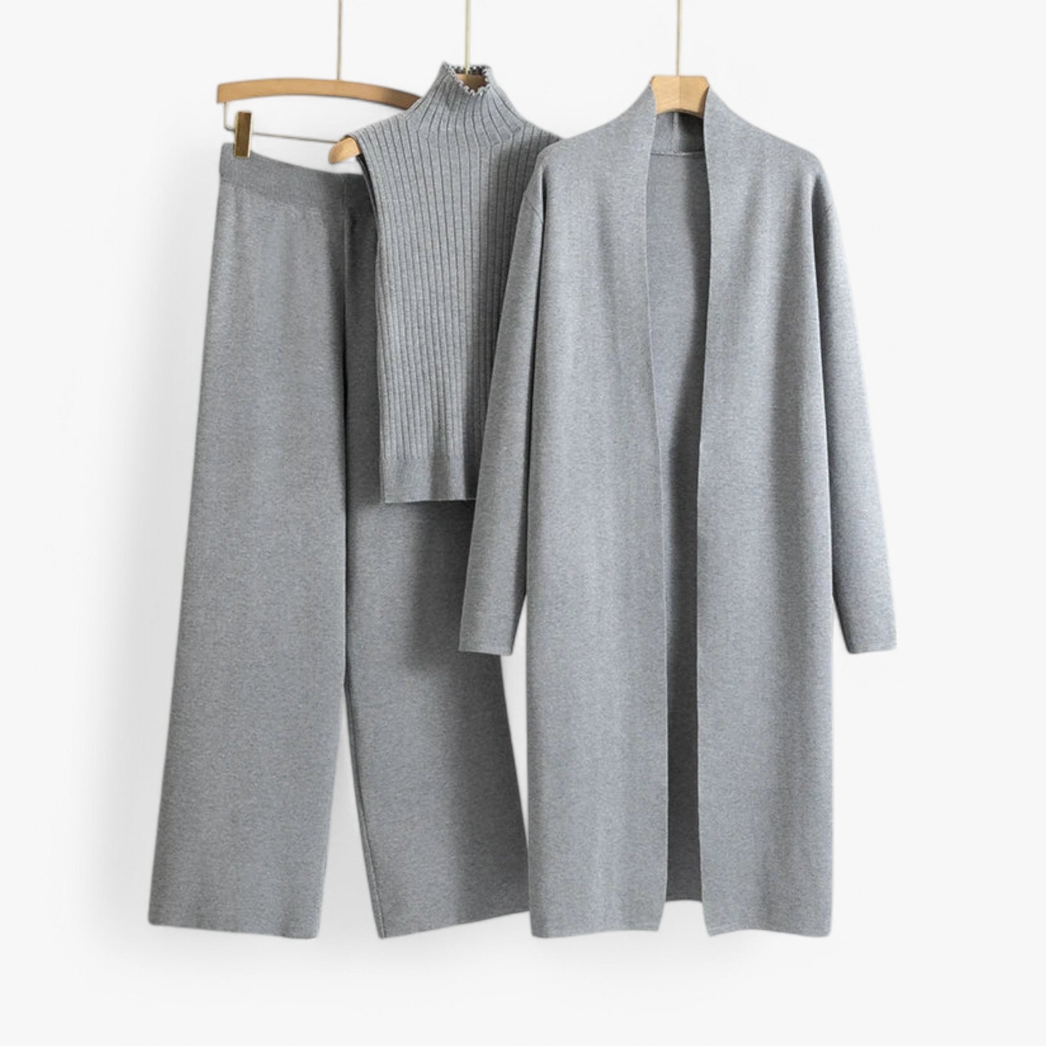 Set Maglieria Vintage 3 Pezzi Donna, Cardigan, Top e Gonna Lavorati a Maglia - Grigio Una taglia - maglieria maglieria vintage outfit sets pezzi vintage - Concept Palermo