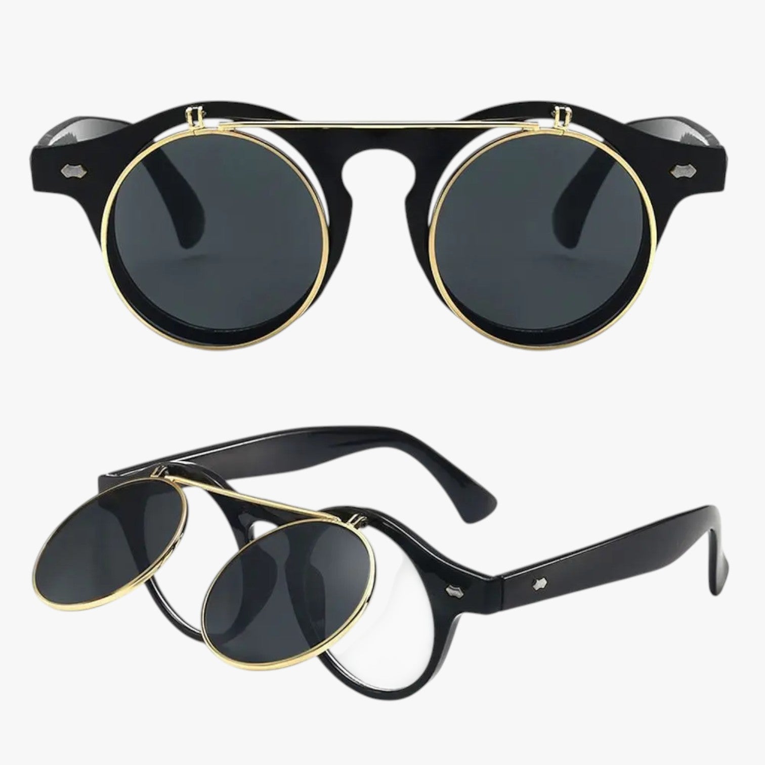 Occhiali da Sole Retrò Unisex Doppia Lente Flip & Protezione UV Punk Uomo - - doppia Fashion Sunglasses flip lente mens sunglasses occhiali occhiali sole protezione punk retr Sunglasses - Concept Palermo