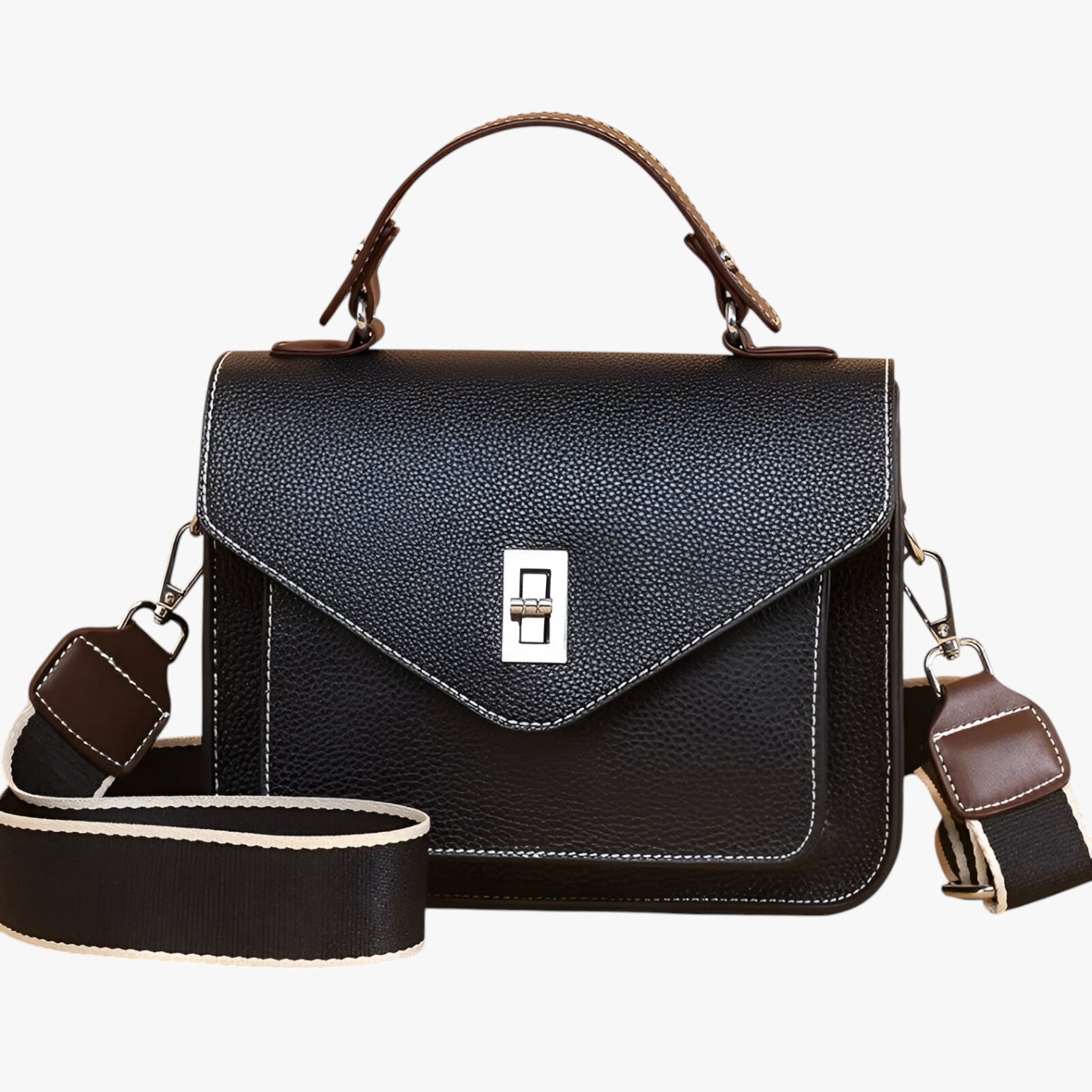 Borsa a Spalla Grande Nera da Donna in Vera Pelle, Elegante e Capiente - nero - bag Bags borsa borsa vera handbags pelle vera women bags Women's handbags - Concept Palermo