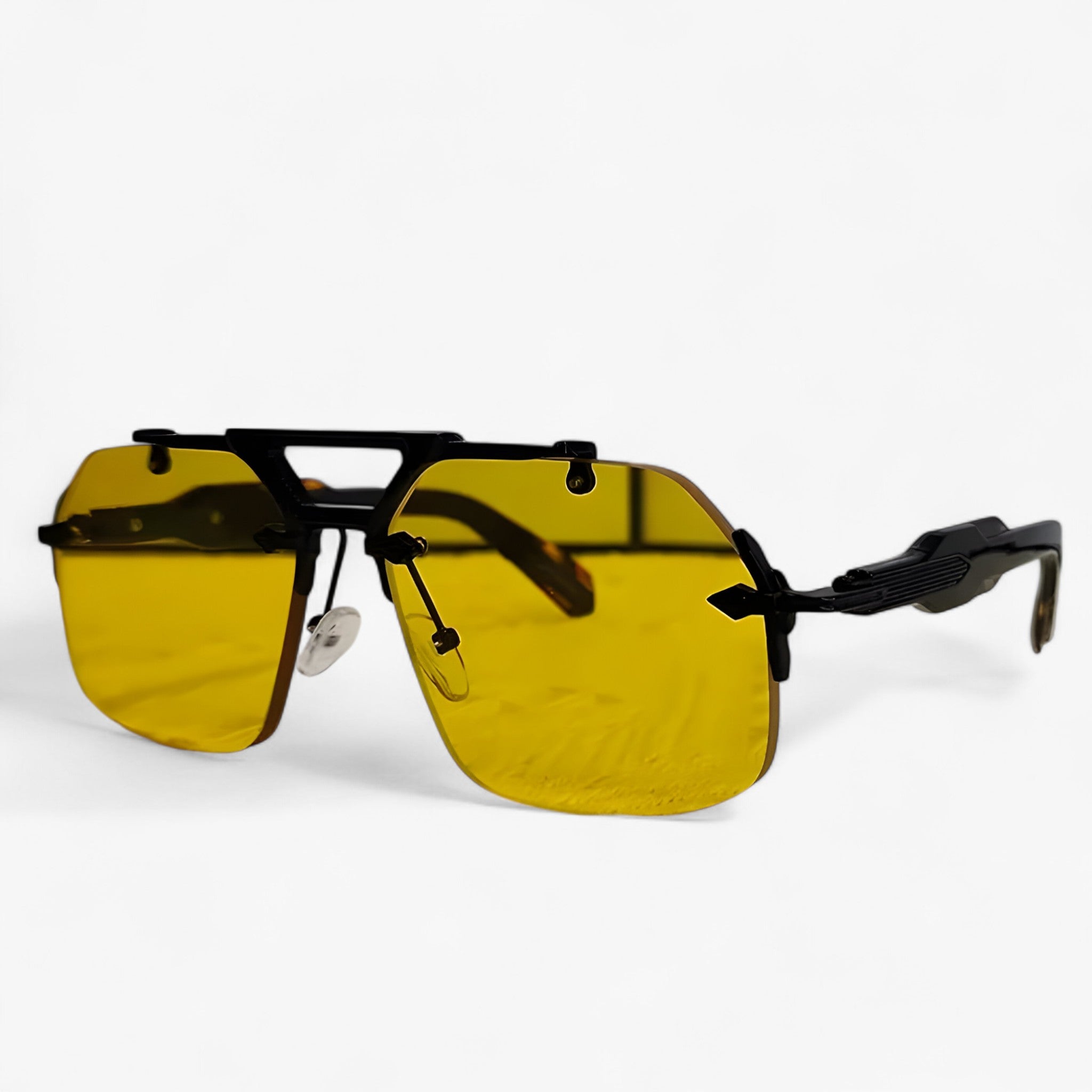 Occhiali da sole oversize punk senza montatura in metallo Uomo - NeroGiallo - Fashion Sunglasses men sunglasses polarized mens sunglasses metallo montatura occhiali occhiali sole oversize Polarized man sunglasses punk sole sunglasses sunglasses polarized men - Concept Palermo