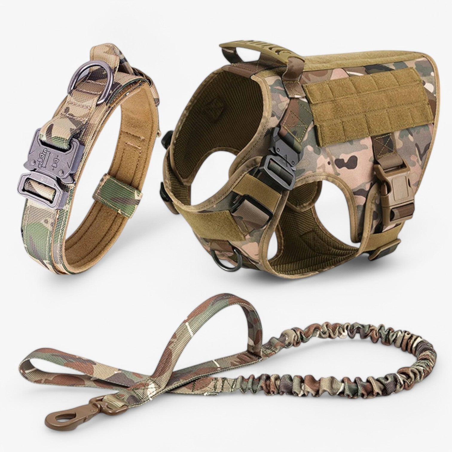 Imbracatura Tattica Militare Nera Regolabile in Nylon per Cani Grandi con Gilet e Maniglia - Set Camouflage - addestramento attrezzatura cani confortevole dog DOG SUPPLIES donna imbracatura imbracatura tattica pets & supplies - Concept Palermo