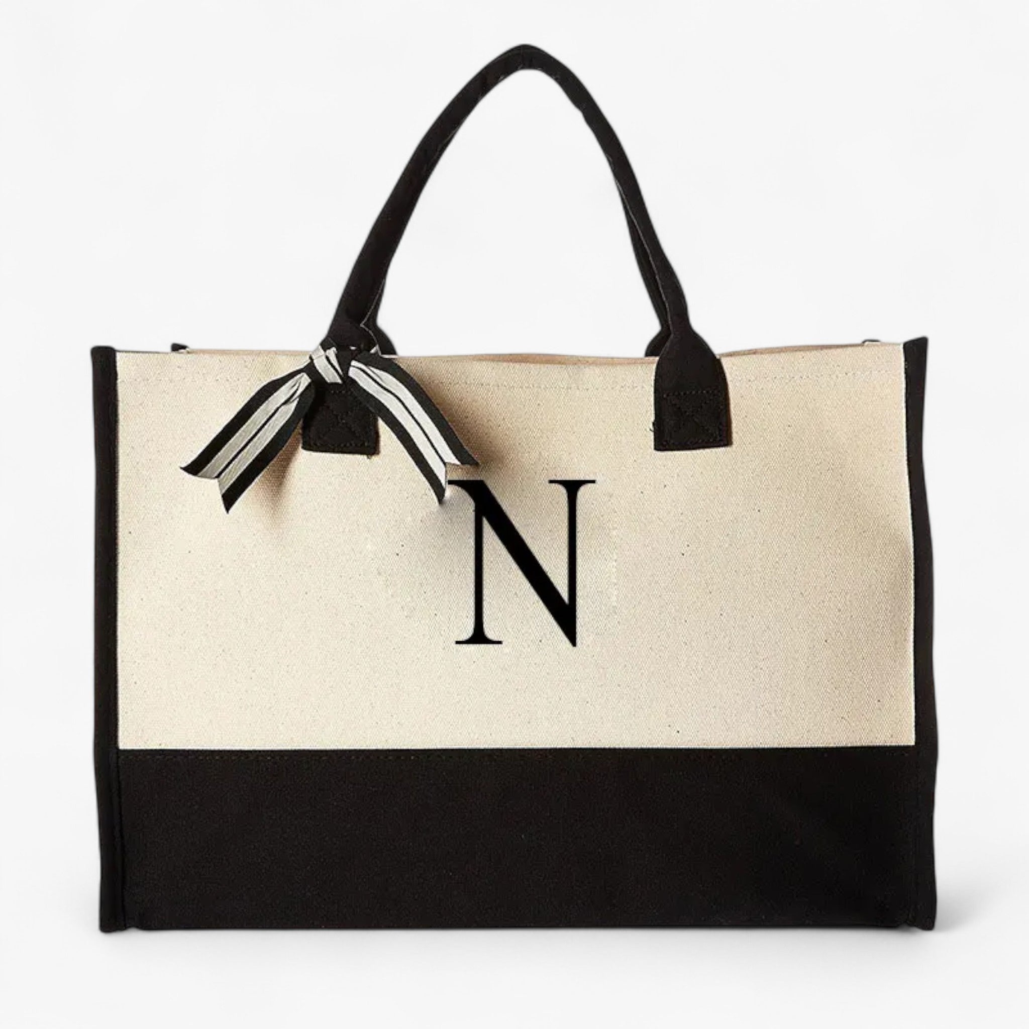 Borsa Tote Donna Grande in Tela Personalizzata con Iniziali - Elegante e Resistente - N - Bags borsa borsa tote donna handbags personalizzata tote tote bags Women's handbags - Concept Palermo