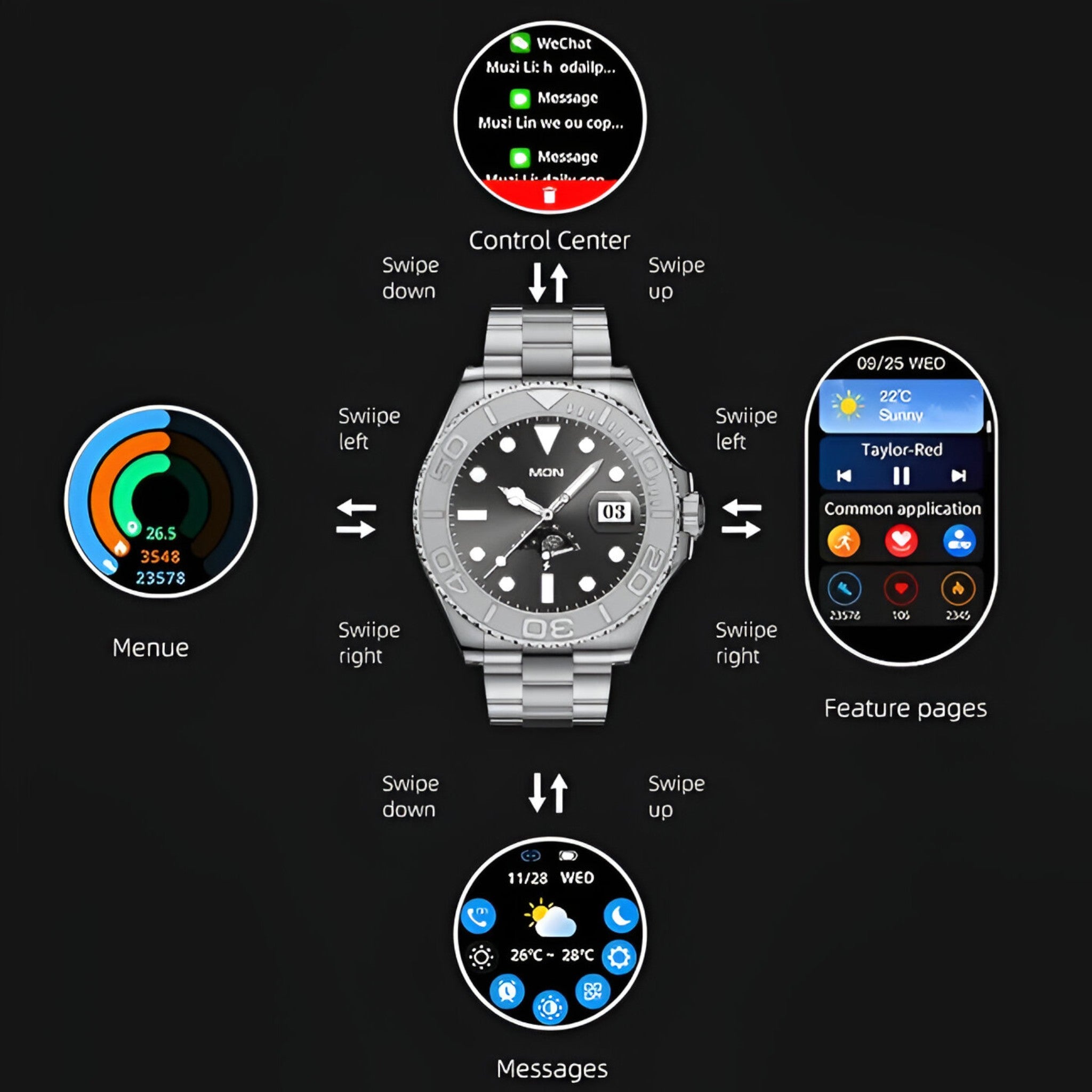Smartwatch Uomo Lusso AMOLED, Elegante Orologio Intelligente con Display HD - - accessoires amoled display gadgets horloges smartwatch smartwatch display uomo verlichting watches - Concept Palermo
