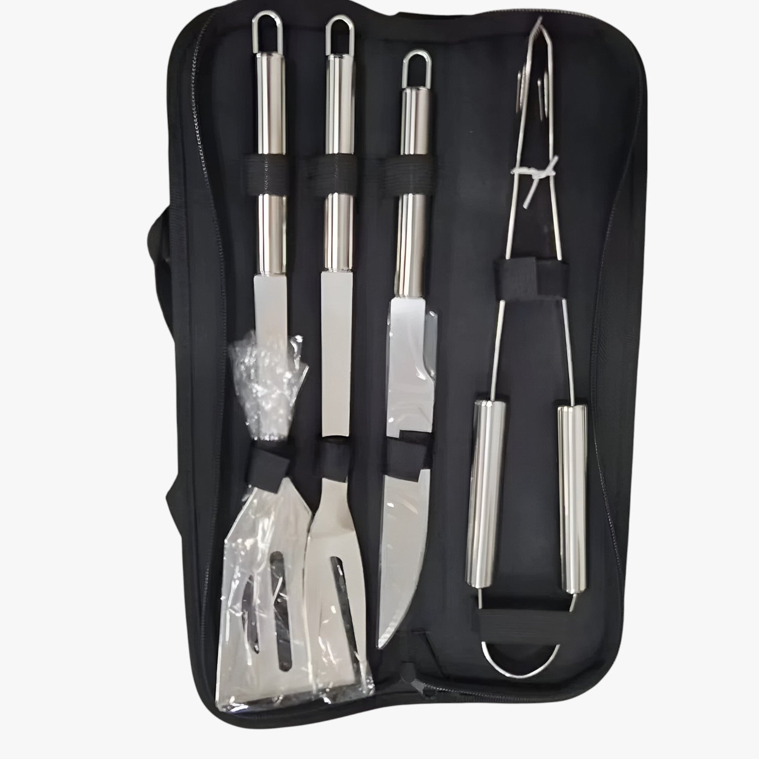 Set BBQ Portatile Completo in Acciaio Inox con Utensili - Ideale per Campeggio e Giardino - Set di 4 borse in cotone - completo completo ultimo Kitchen kitchen & dining kitchen tools portatile sostenibile ultimo uomo - Concept Palermo
