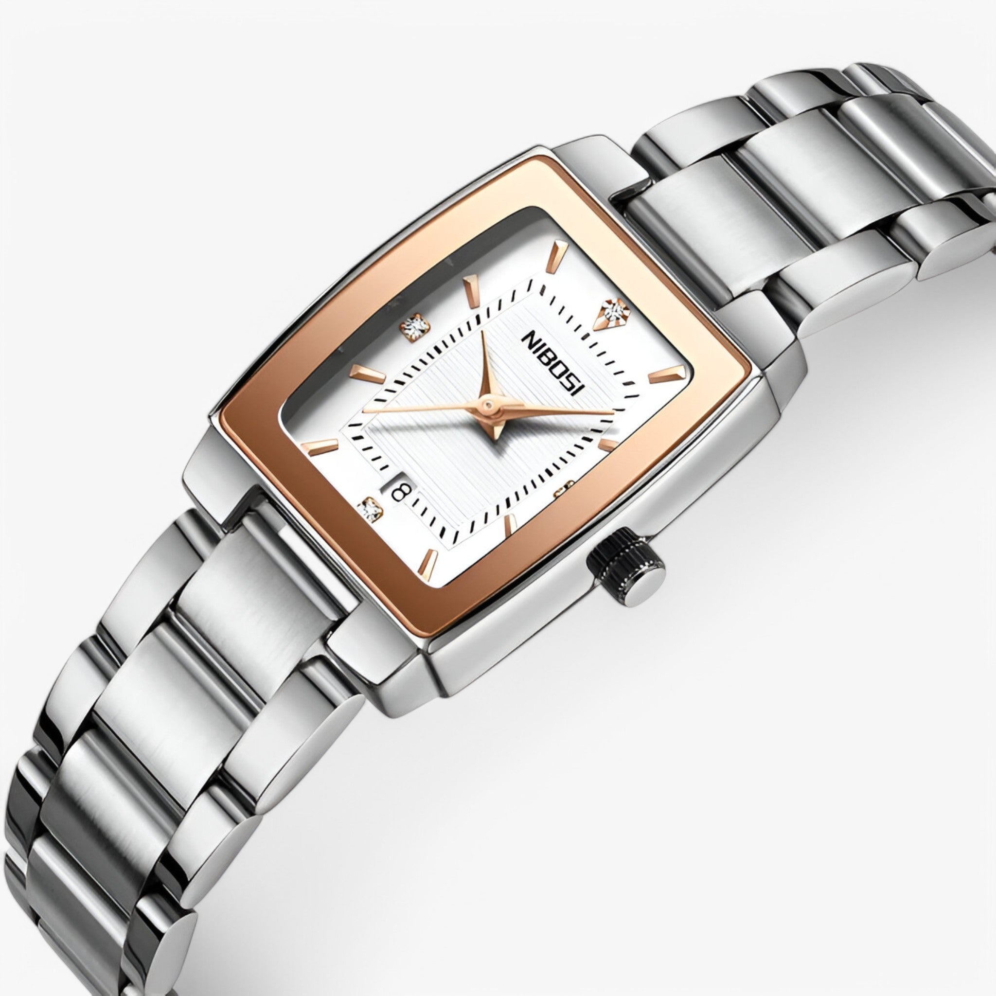 Orologio da donna di lusso in acciaio inossidabile - rosa bianca - acciaio donna inossidabile orologio orologio donna watch for women watches - Concept Palermo