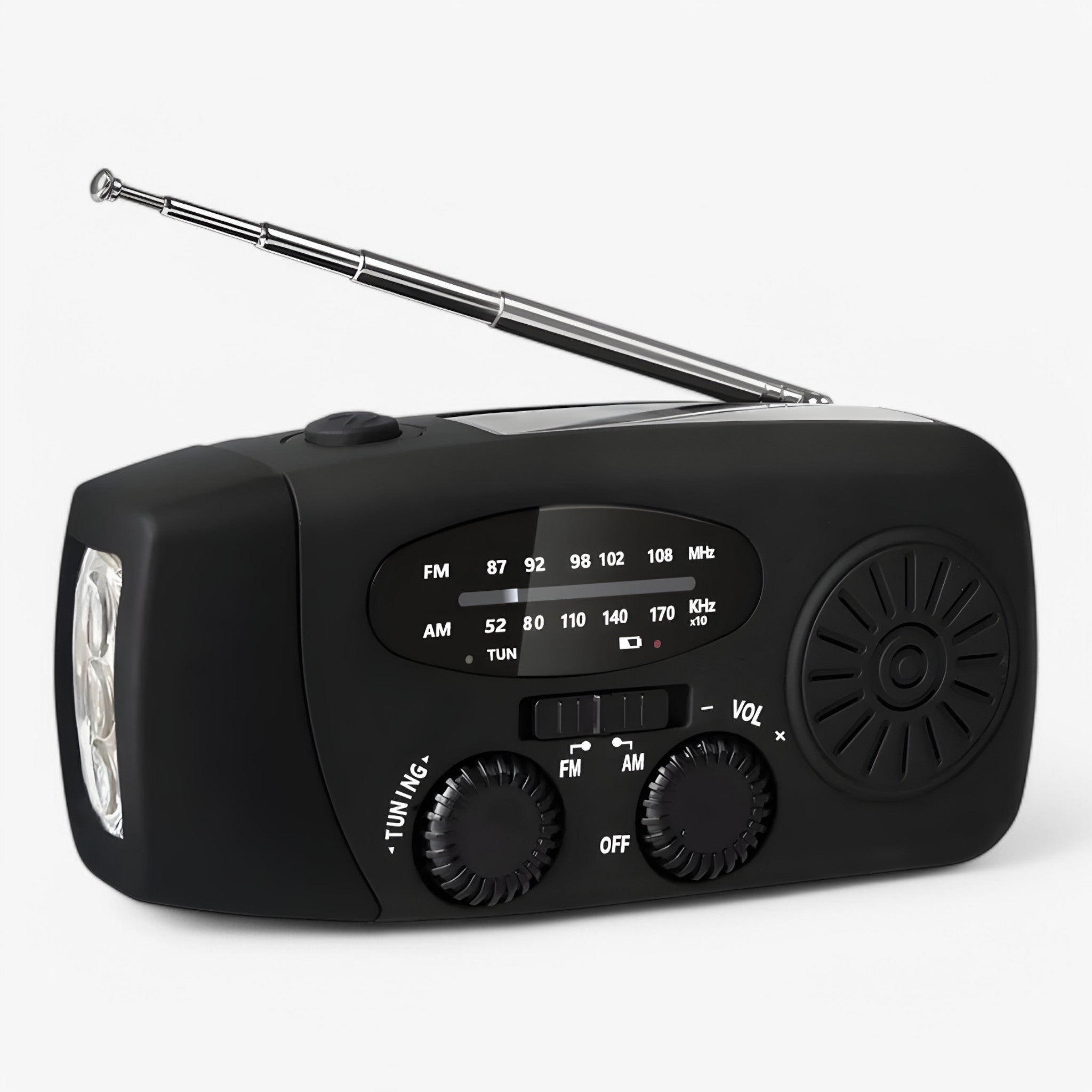 Radio Multifunzione - Nero - ANFM radio crisis hulpmiddel draagbare radio handgenerator home & garden mobiel opladen multifunctionele radio multifunzione noodradio oplaadbare noodradio radio radio multifunzione waterdichte radio zaklampradio - Concept Palermo