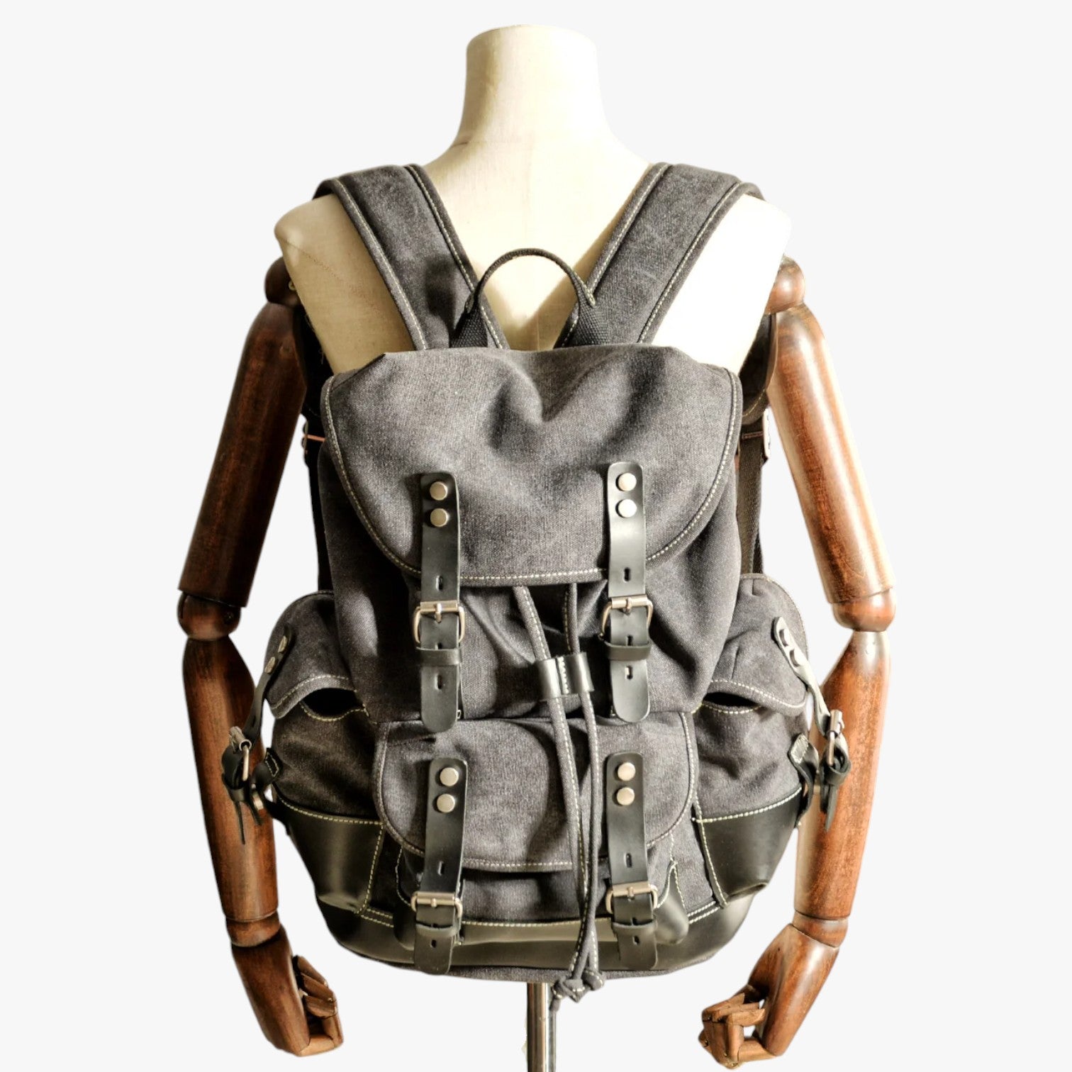 Zaino Escursionismo Tela e Pelle a Grande Capacità Uomo - - bag Bags bags for men capacità escursionismo mens bag pelle tela uomo zaino zaino escursionismo - Concept Palermo