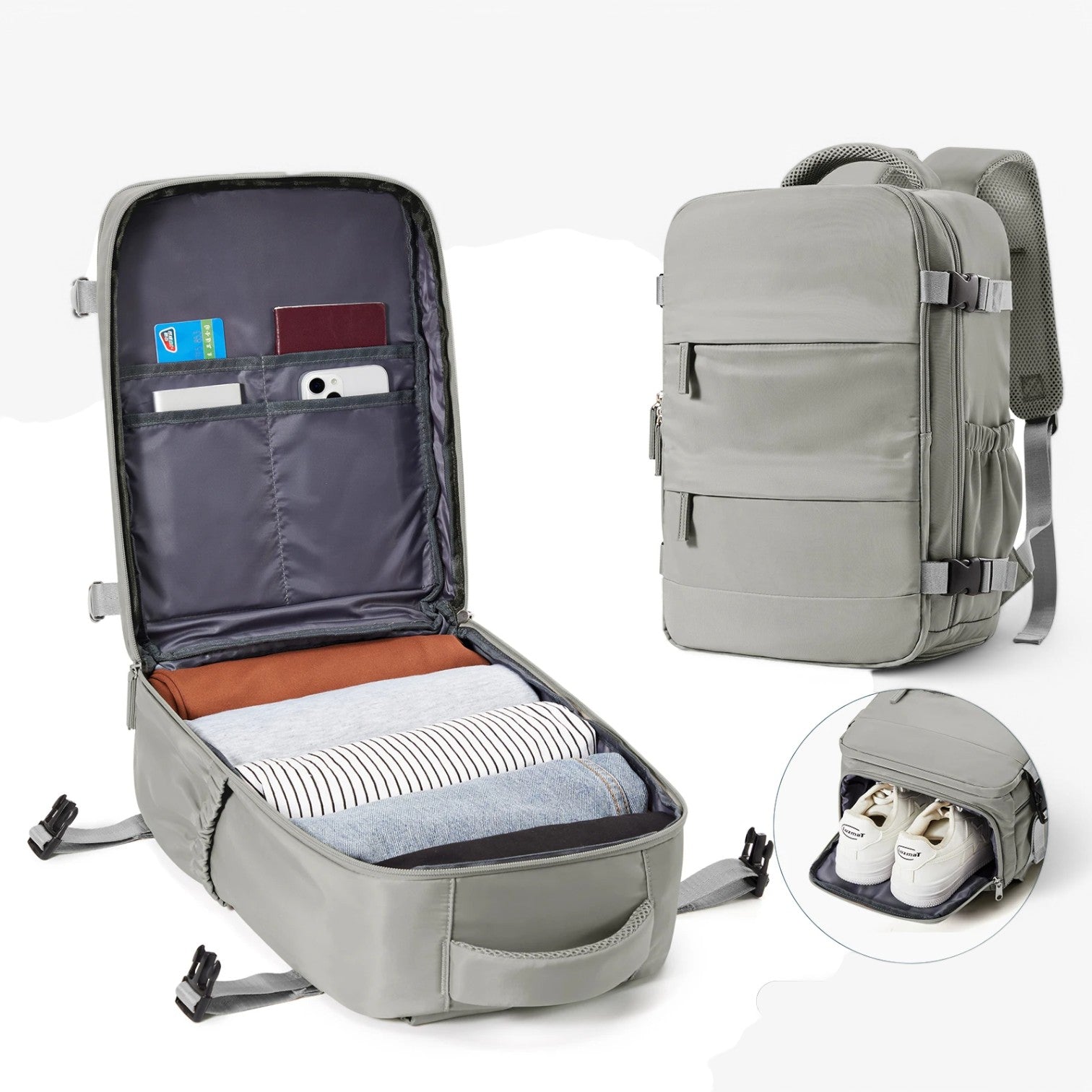 Zaino Cabina Compatto Uomo - Bagaglio a Mano Pratico e Stiloso per Viaggi Brevi - Marrone grigio - bag bags cabina compatto mens bag pratico stiloso travel bag uomo zaino zaino compatto - Concept Palermo