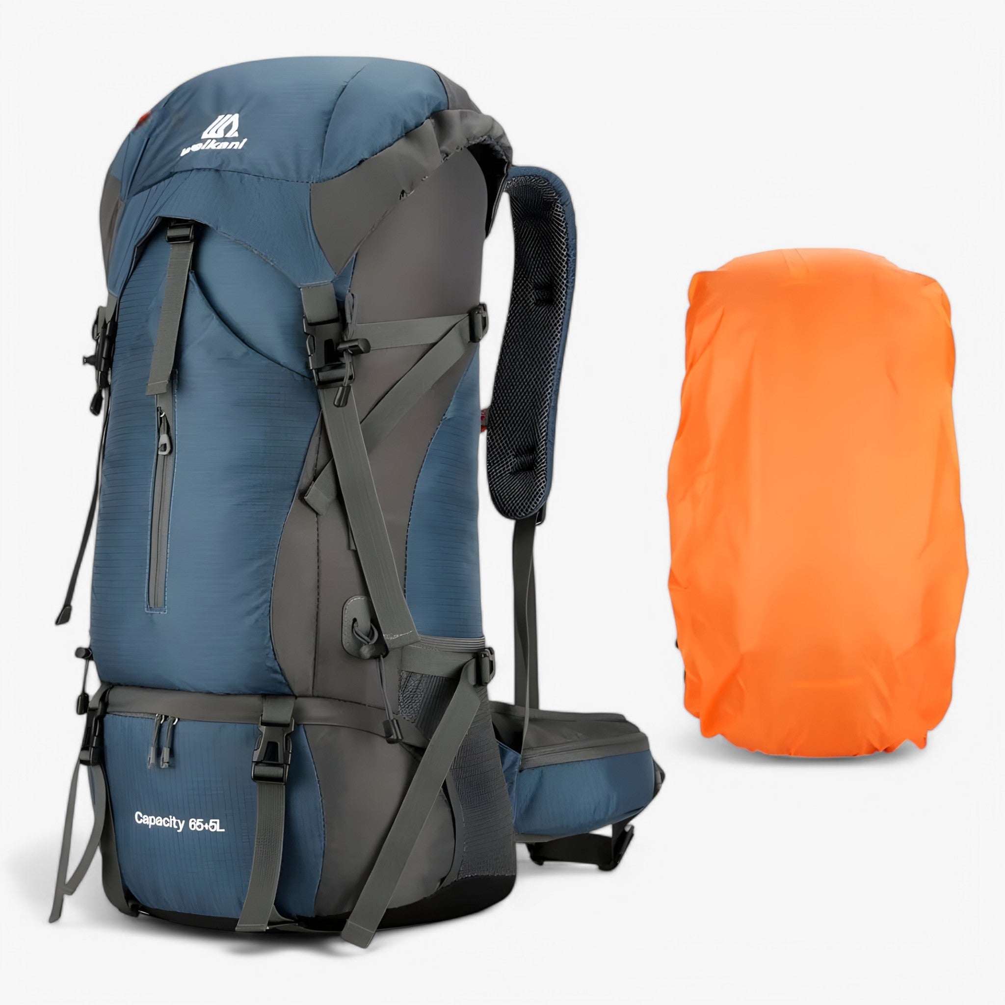 Zaino da campeggio in nylon da 70L con copertura antipioggia Uomo - 70L Blu Marino - 70L backpack antipioggia bags campeggio copertura hiking backpacks nylon travel backpacks uomo zaino zaino campeggio - Concept Palermo