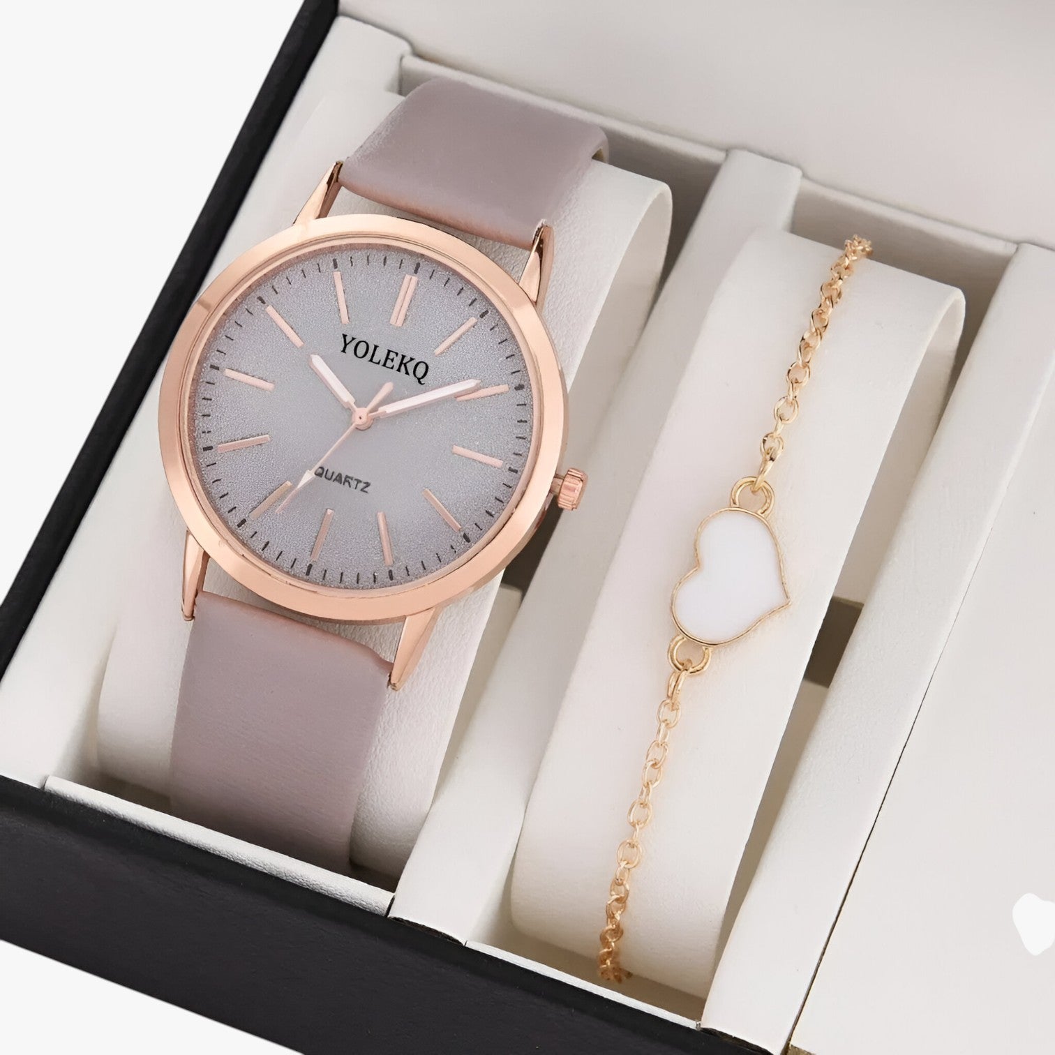 Set Eleganza Femminile 2 Orologi da Donna in Pelle e Bracciale, Stile Lusso al Polso - Grey - bracciale donna eleganza eleganza femminile female watch femminile ladies watch orologi pelle polso watch watch for women watches wrist watches for women - Concept Palermo