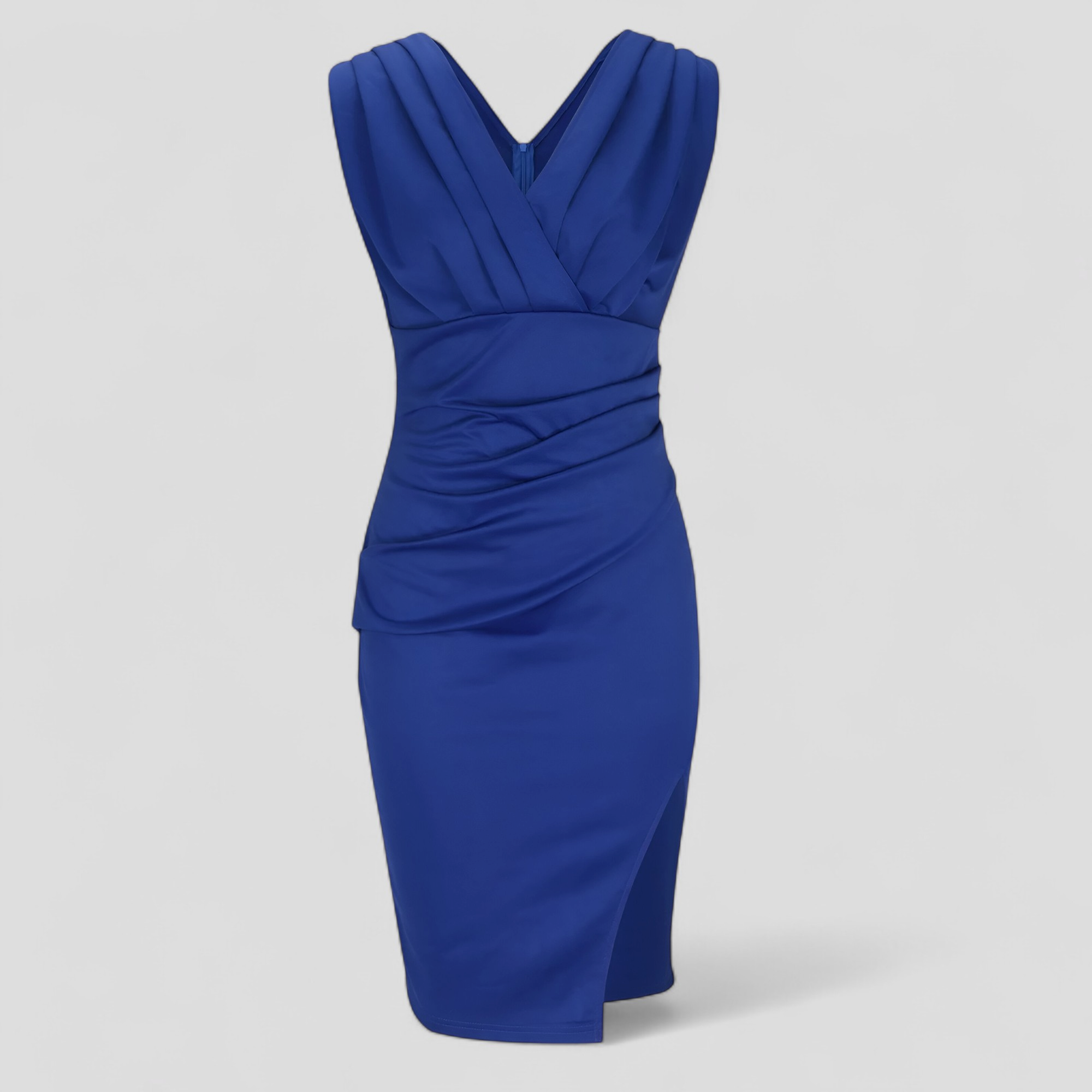 Abito da Cerimonia Donna Elegante con Scollo a V, Vestito Lungo da Sera Formale - Blu - abbigliamento chic abiti da gala abito abito affusolato abito elegante abito in tessuto morbido abito per occasioni speciali cerimonia donna dresses hals moda donna elegante vestito con V-hals vestito sensualità ed eleganza vestito versatile - Concept Palermo